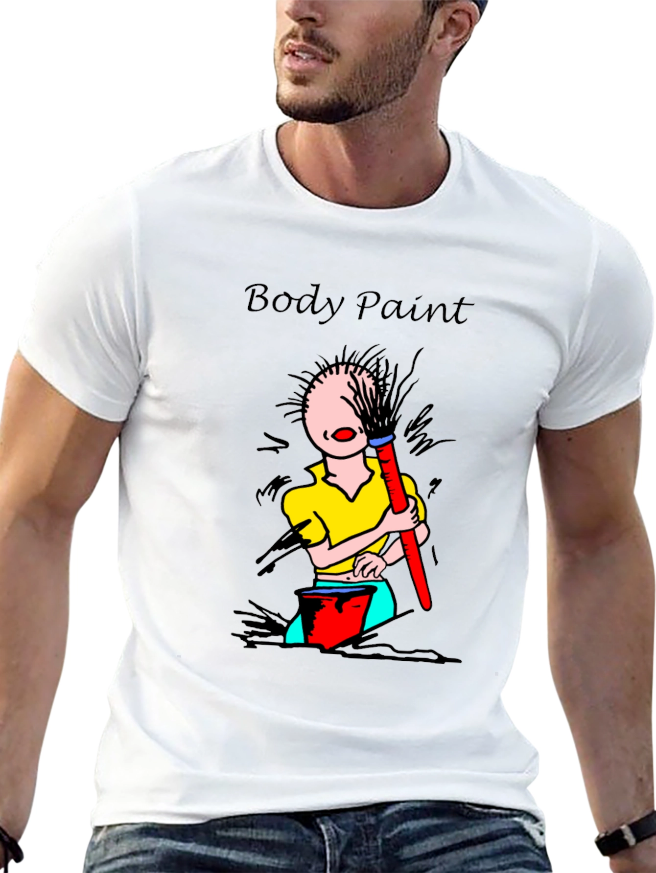 Black Body Paint T-Shirt - Whimsical Design view 13