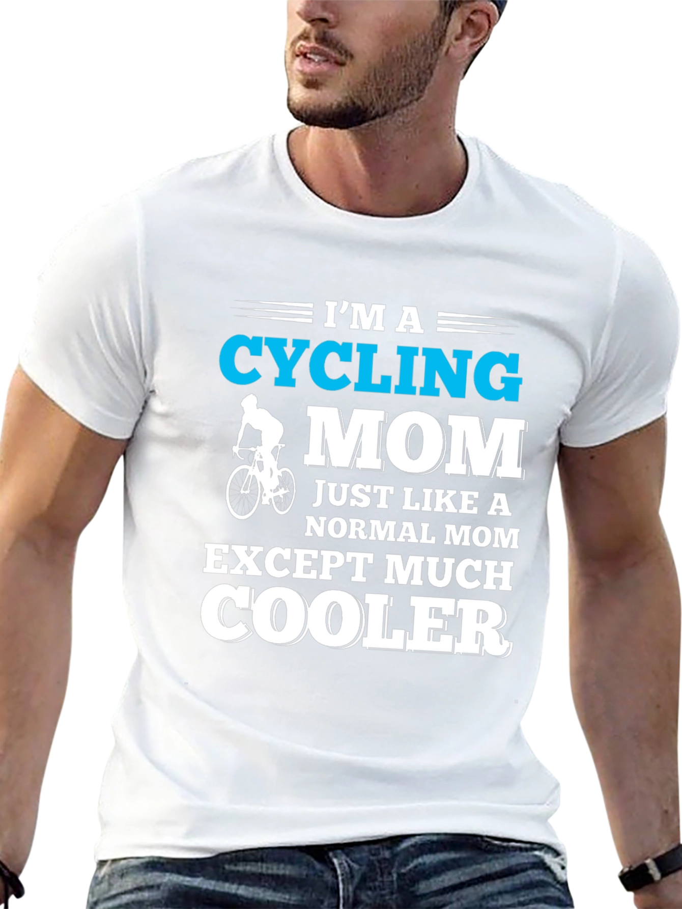 Black Cycling Mom Graphic T-Shirt - Cool Mother's Day Gift view 13