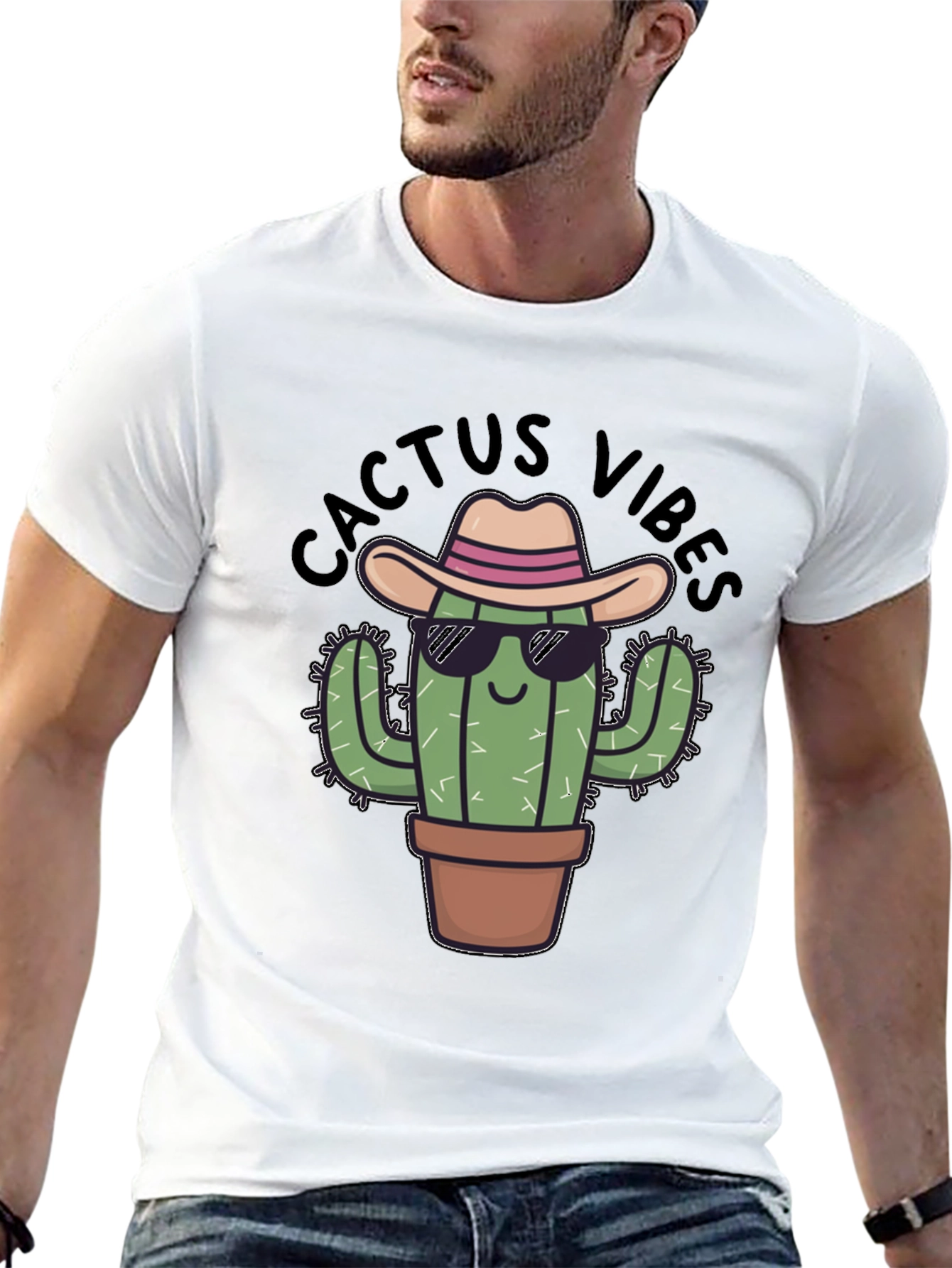 Black Cactus Vibes Tee: Cool Desert Humor view 13