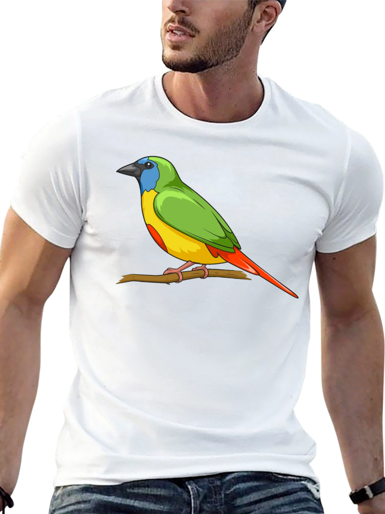 Black Bird on Branch Graphic Tee - Unisex Black T-Shirt view 13