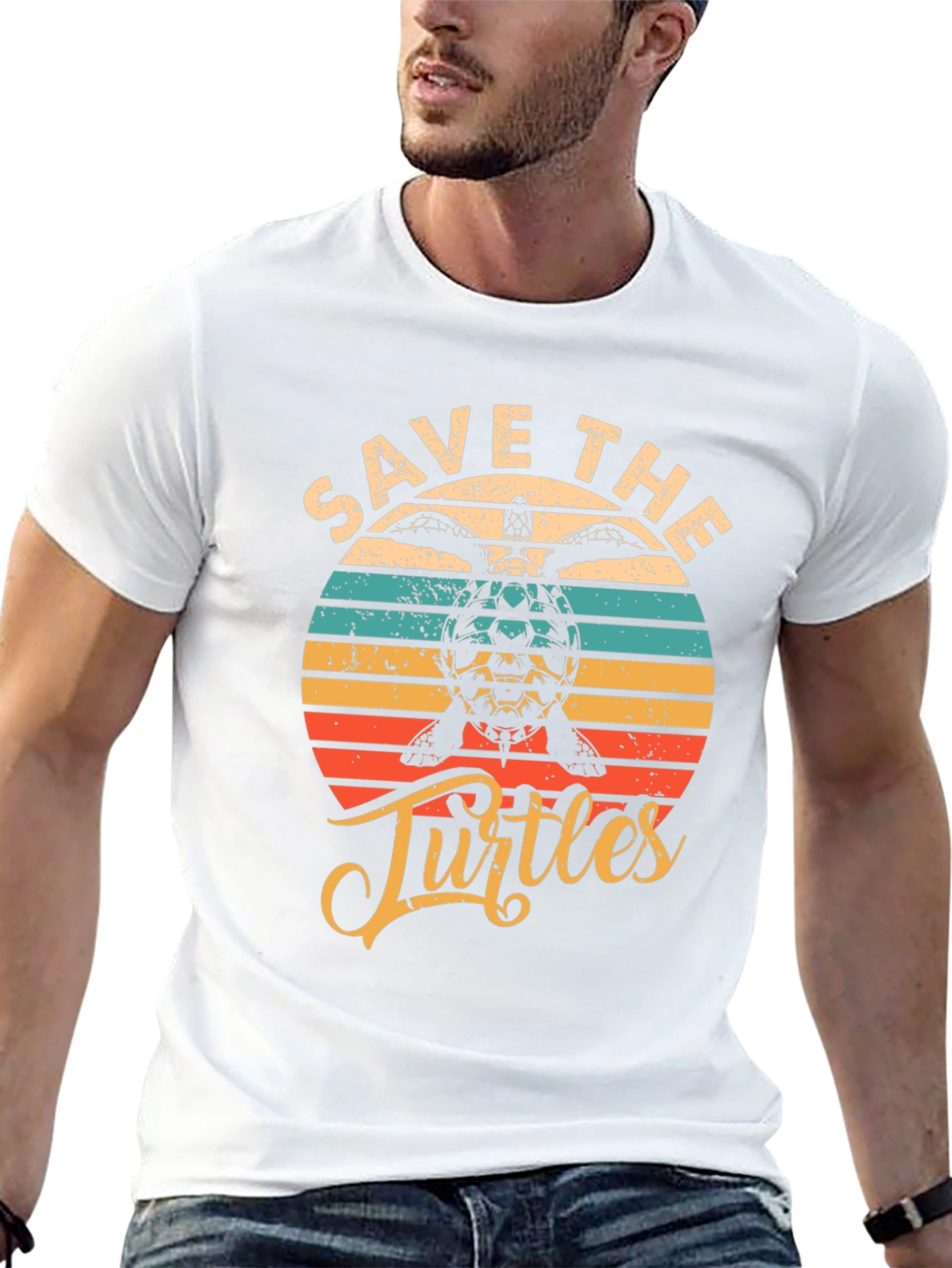 Black Save the Turtles Graphic Tee - Retro Style view 13