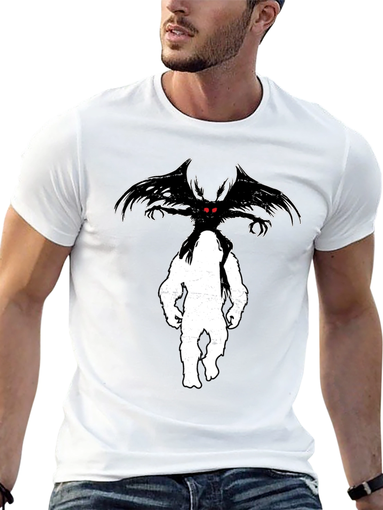 Mothman Bigfoot Graphic Tee - Cryptid Humor - 13