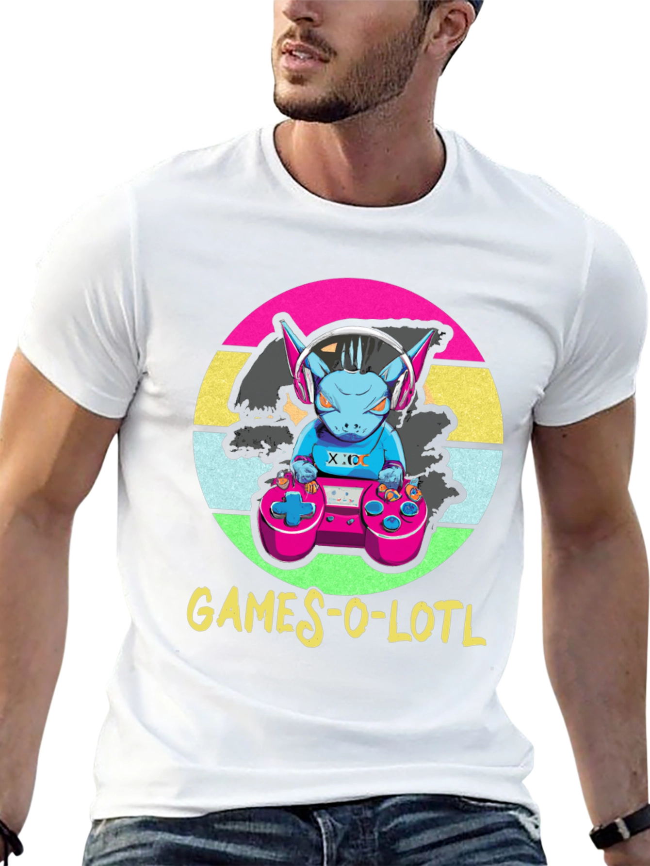 Black Games-O-Lotl T-Shirt - Retro Gamer Design view 13