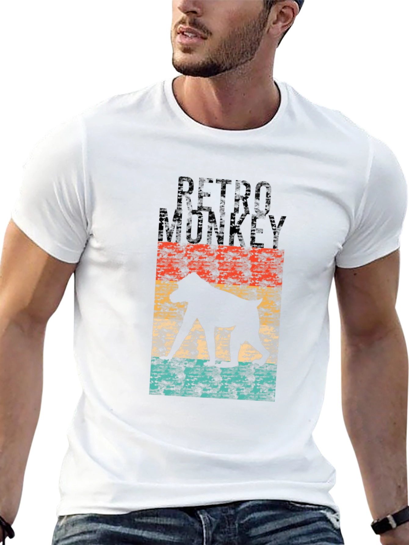Black Retro Monkey Graphic Tee view 13