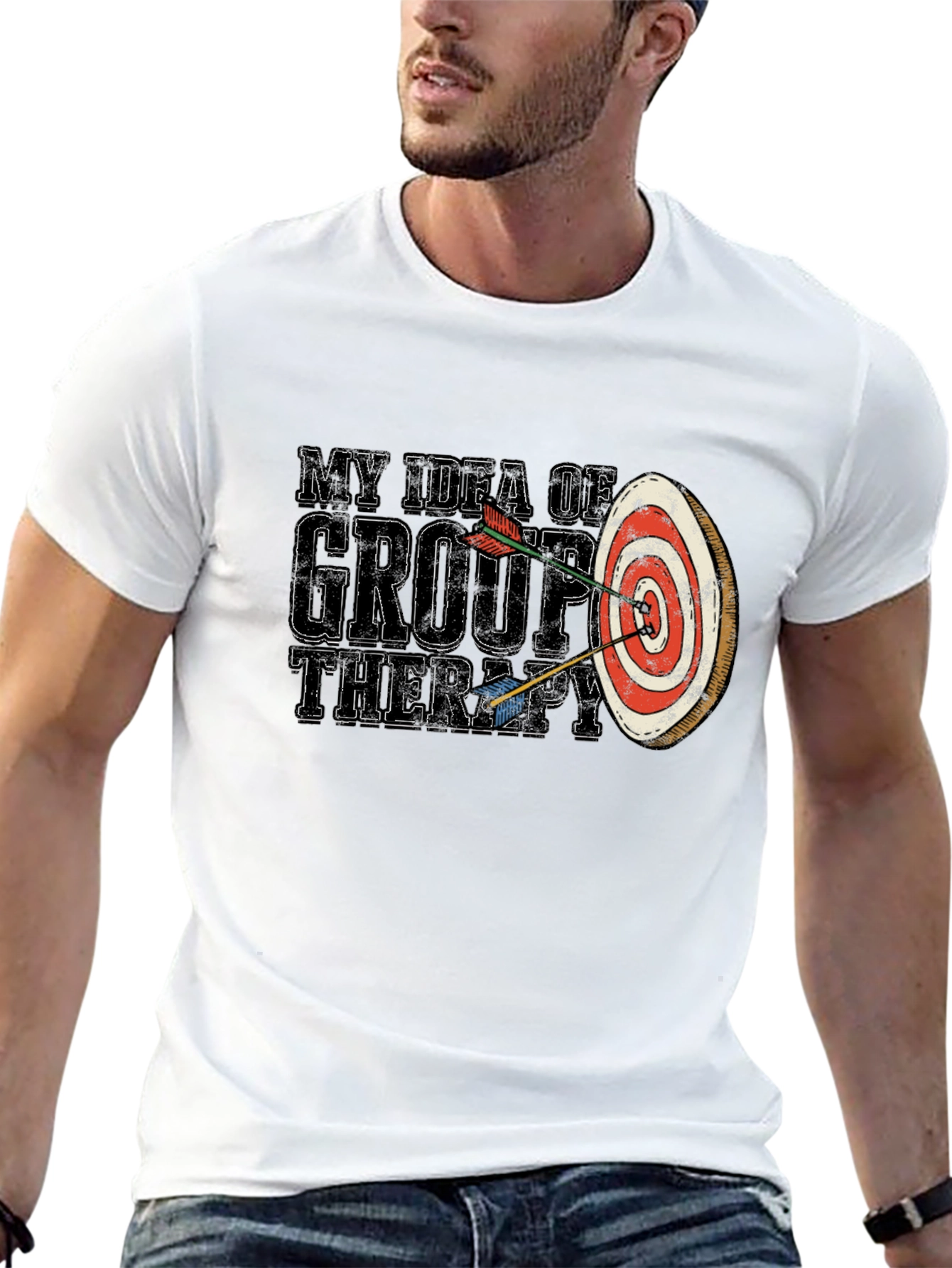 Black My Idea of Group Therapy T-Shirt Funny Archery view 13