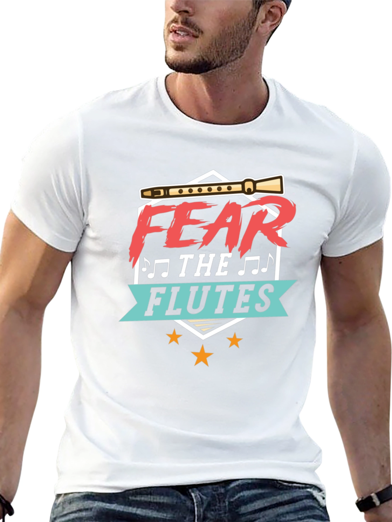 Black Fear The Flutes Funny Music T-Shirt view 13