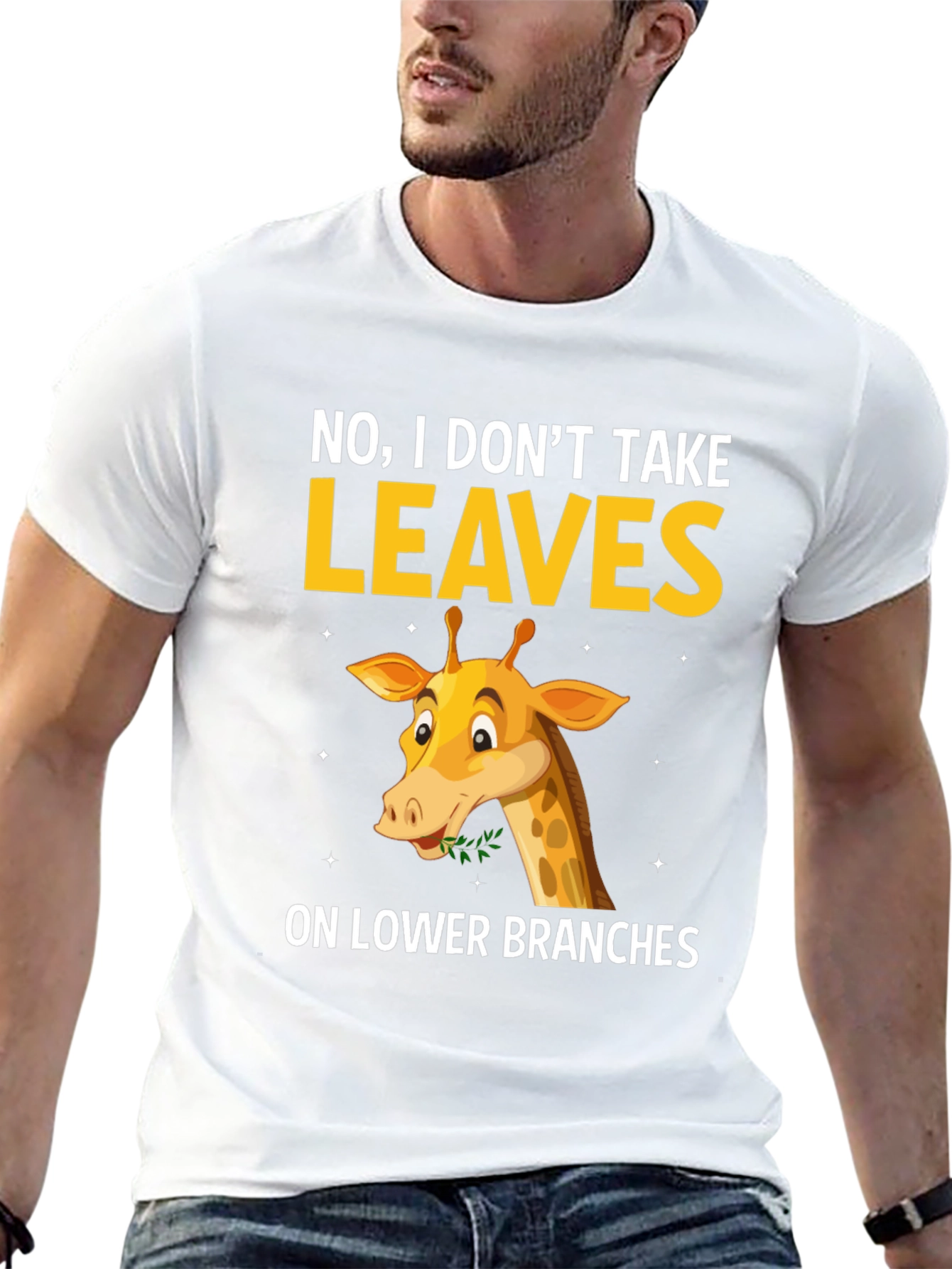 Black Funny Giraffe T-Shirt - I Don't Take Leaves view 13