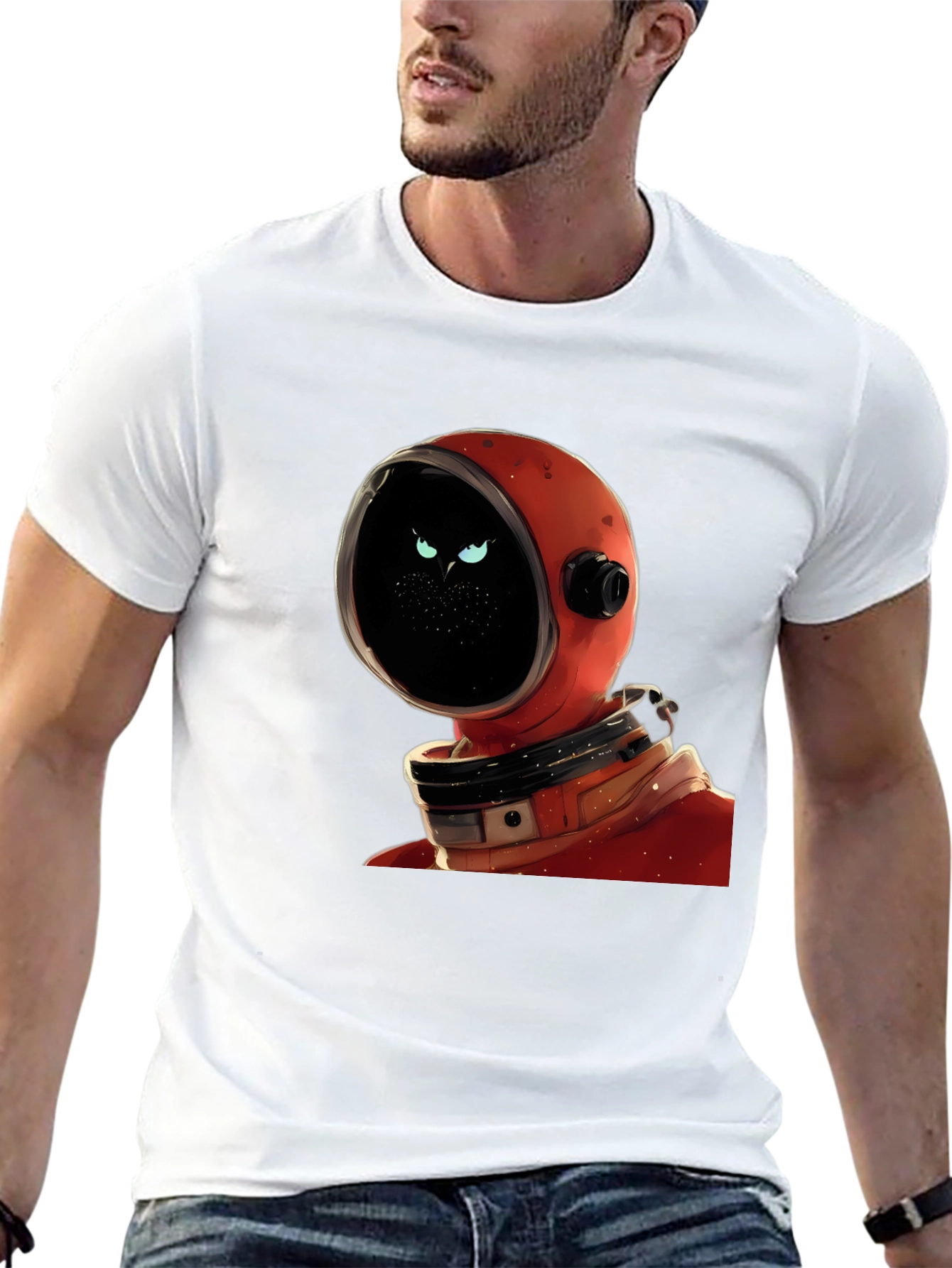 Black Astronaut Cat Graphic Tee - Space Kitty T-Shirt view 13