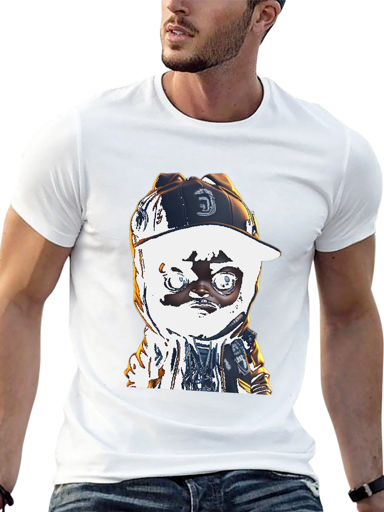 Black Cartoon Character Black T-Shirt view 13