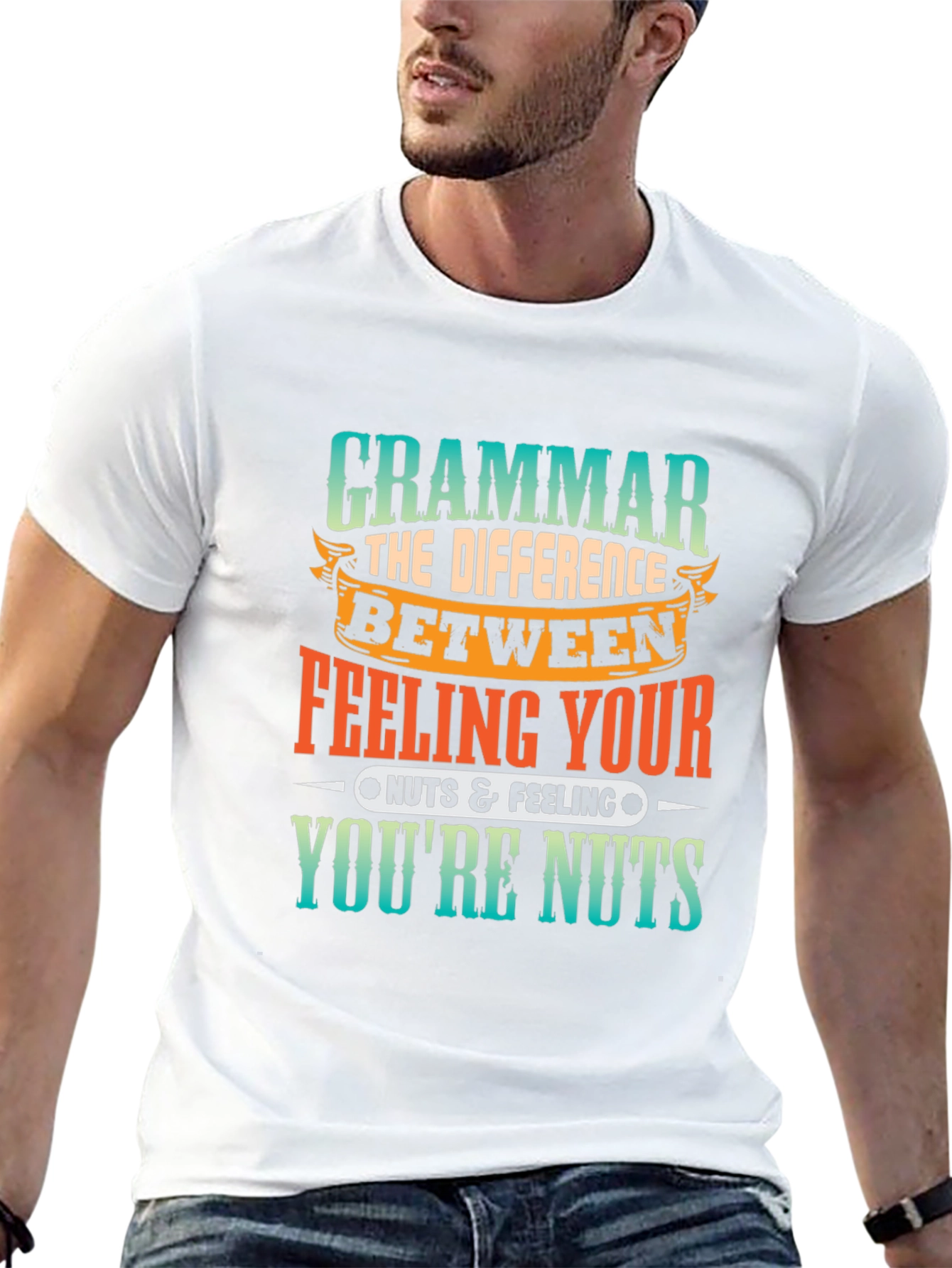 Black Funny Grammar Your/You're Nuts Black T-Shirt view 13