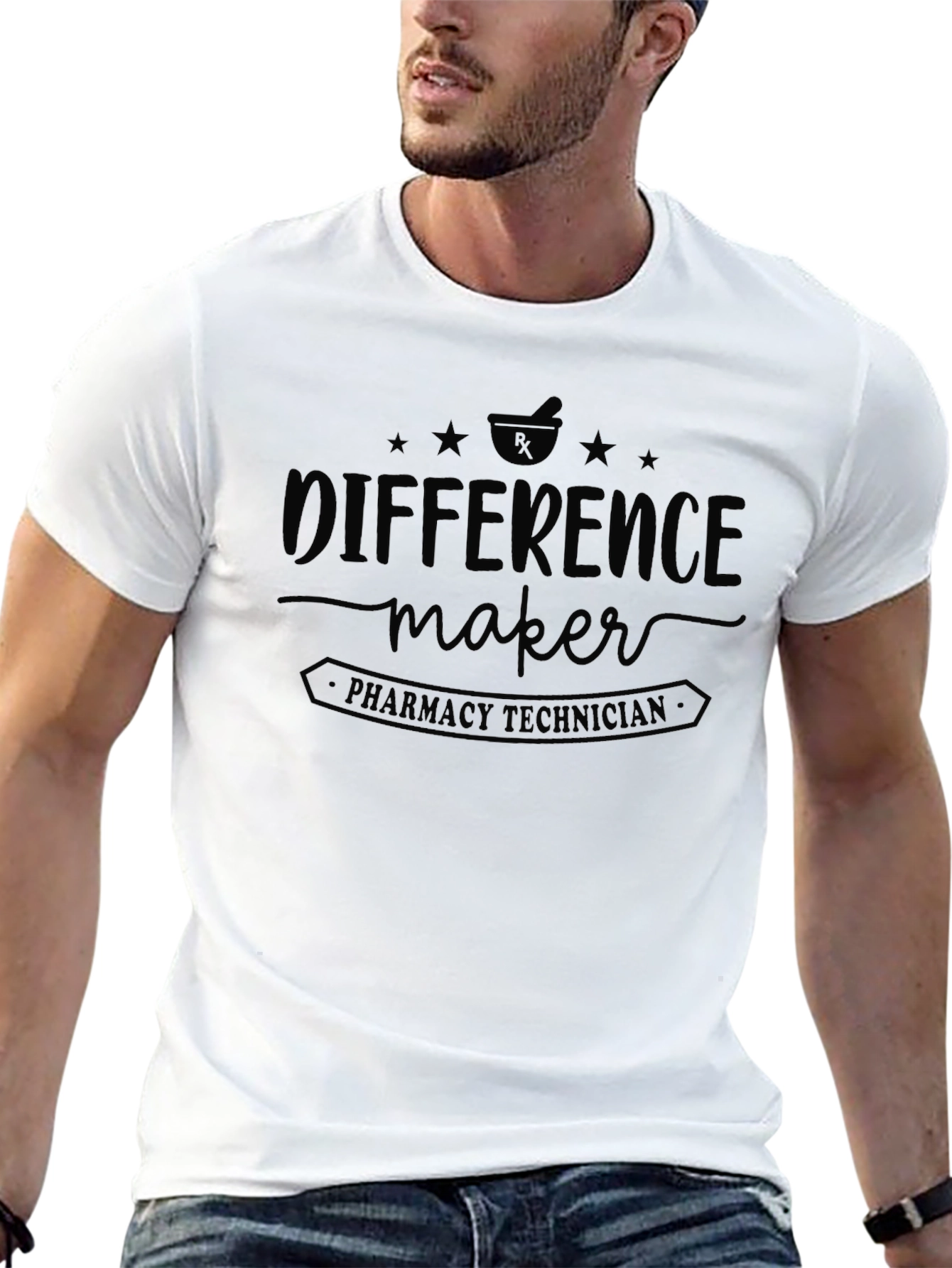 Black Pharmacy Technician T-Shirt: Difference Maker Design view 13