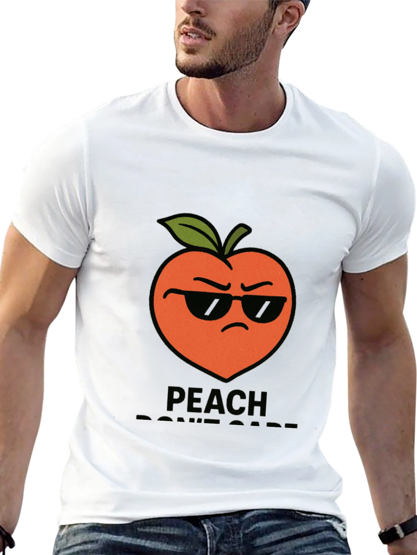 Black Cool Peach Graphic T-Shirt - "Peach Don't Care!" view 13
