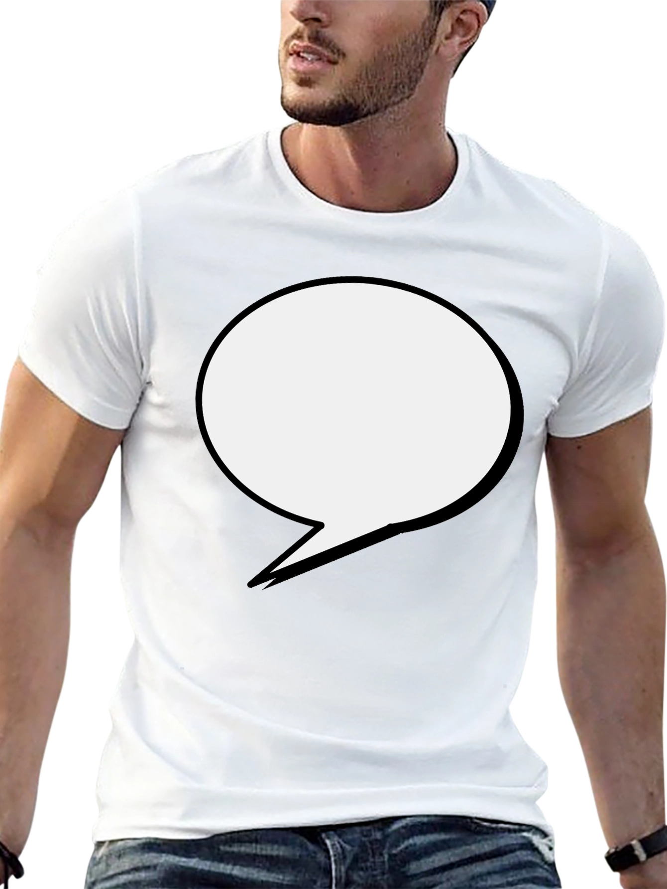 Black Black T-Shirt with Speech Bubble Design view 13
