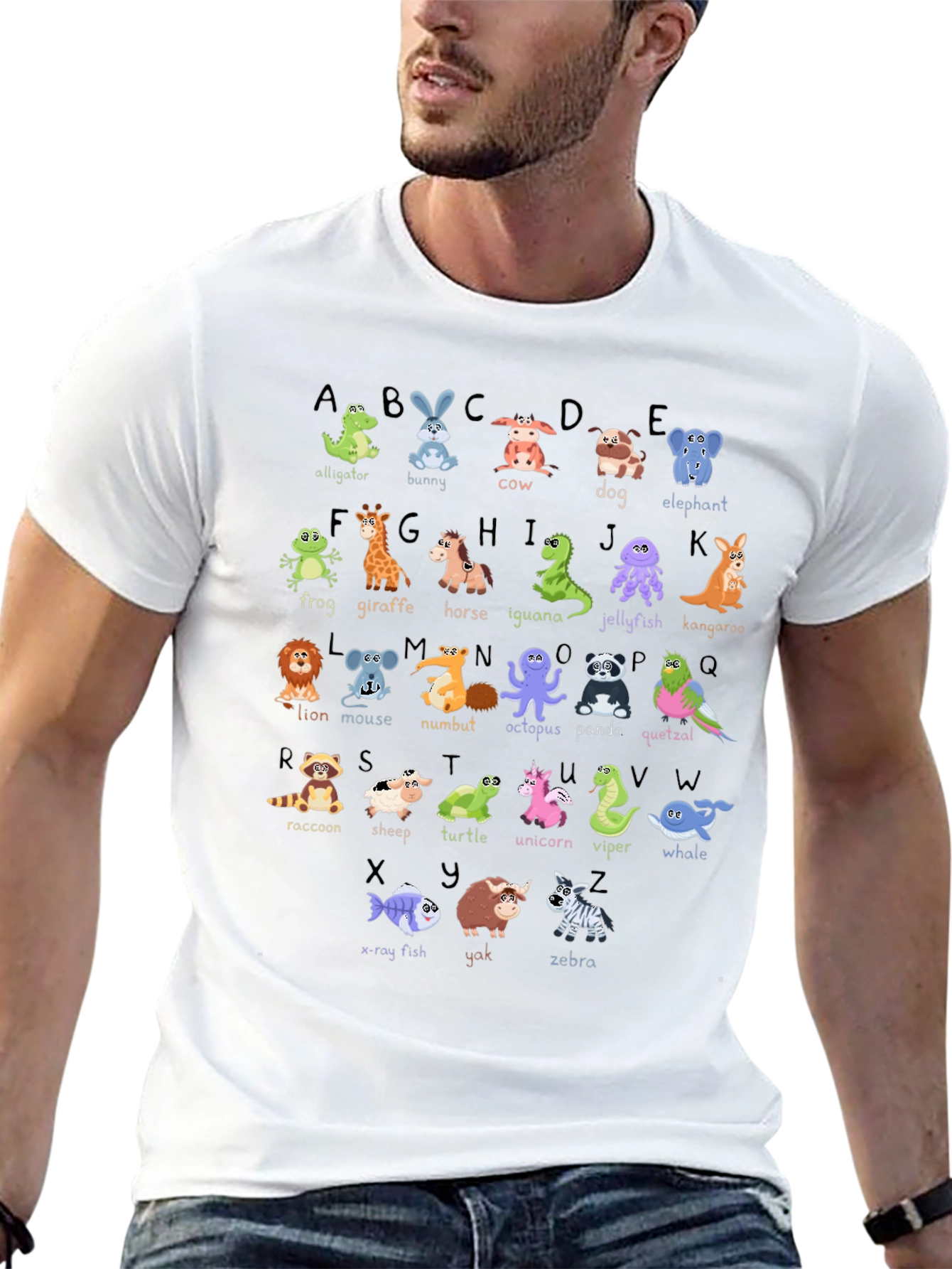 Black Animal Alphabet T-Shirt - Fun Educational Design view 13