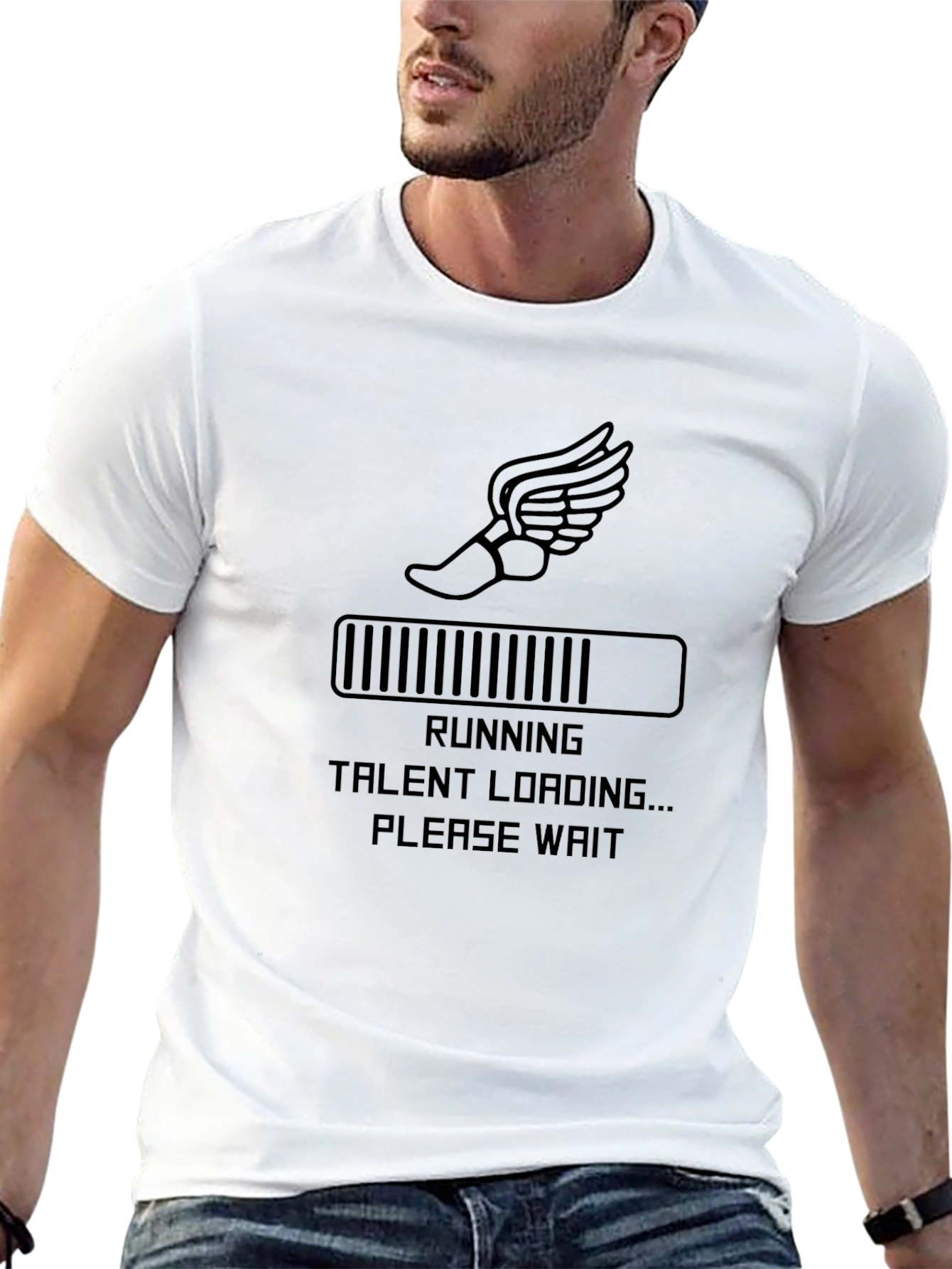 Black Running Talent Loading Men's Black T-Shirt view 13