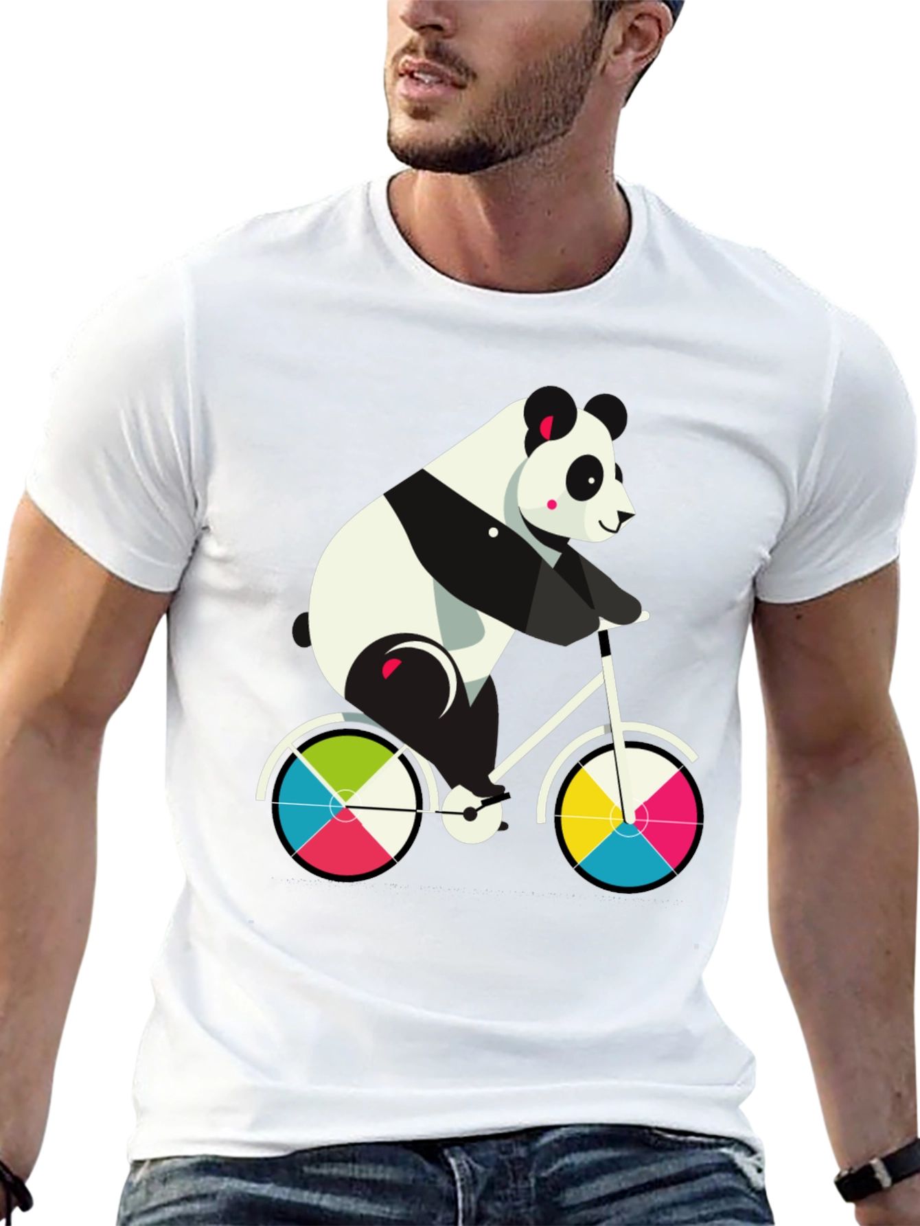 Black Panda on Bike Graphic Tee - Fun & Stylish Cotton T-Shirt view 13