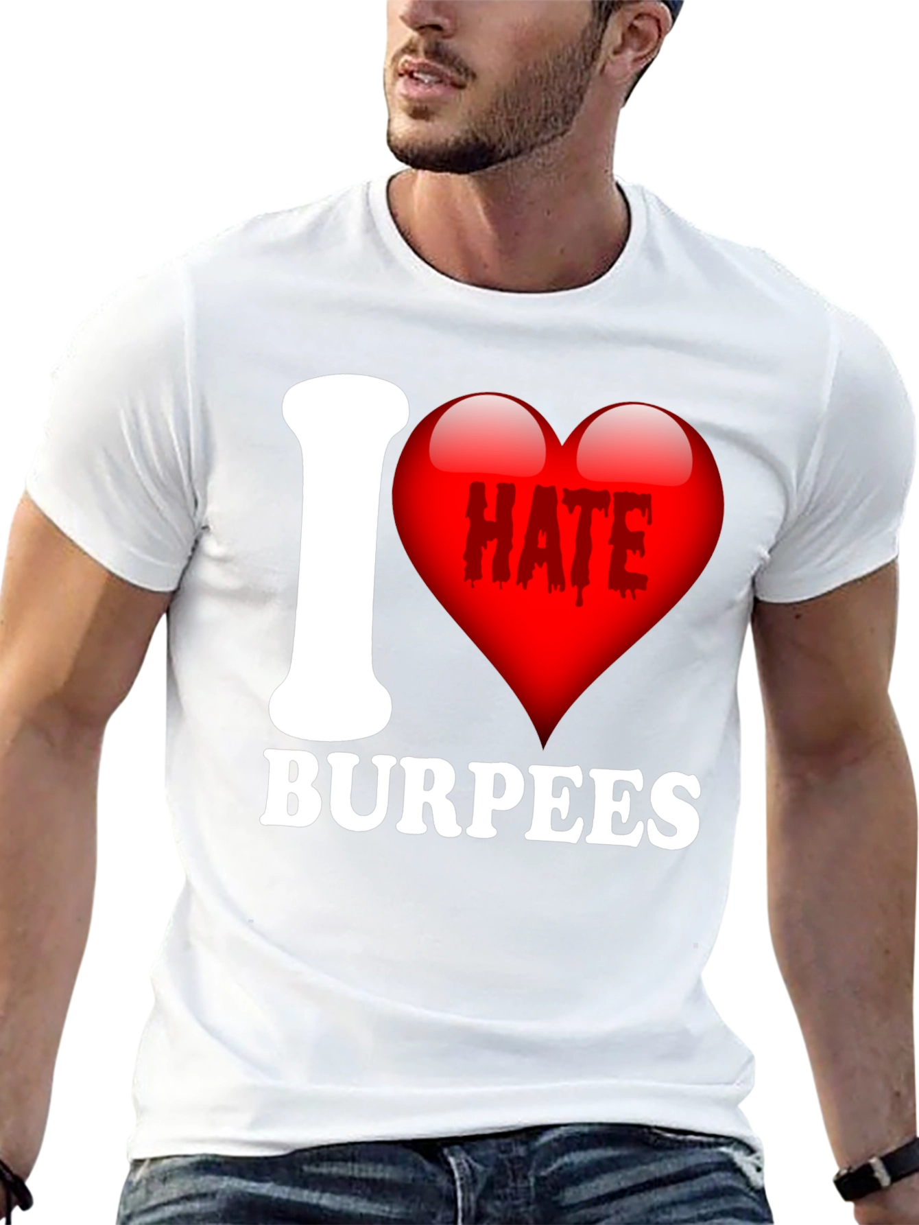 Black I Hate Burpees Funny Workout T-Shirt view 13