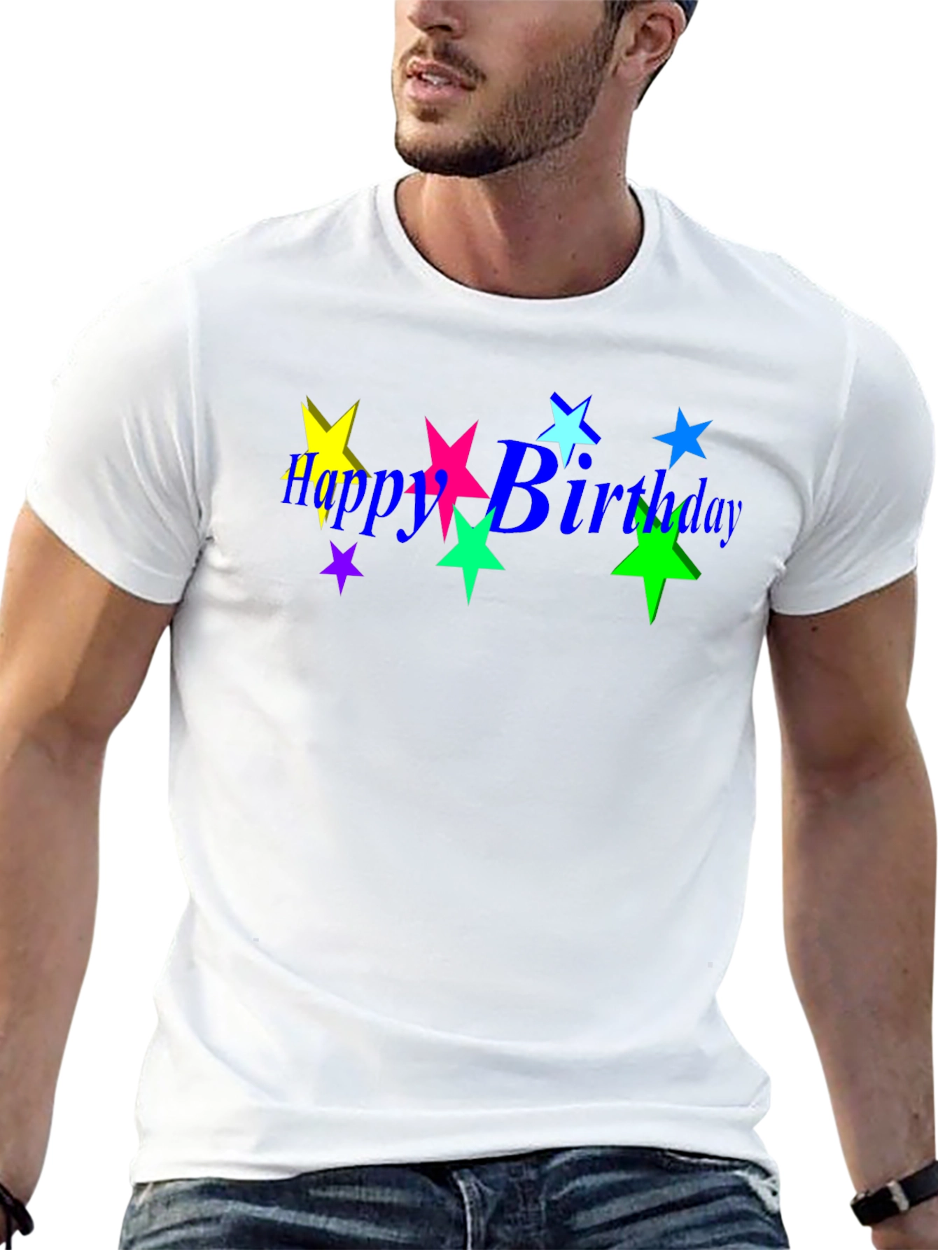 Black Happy Birthday Star Graphic Tee - Trendy Black T-Shirt view 13
