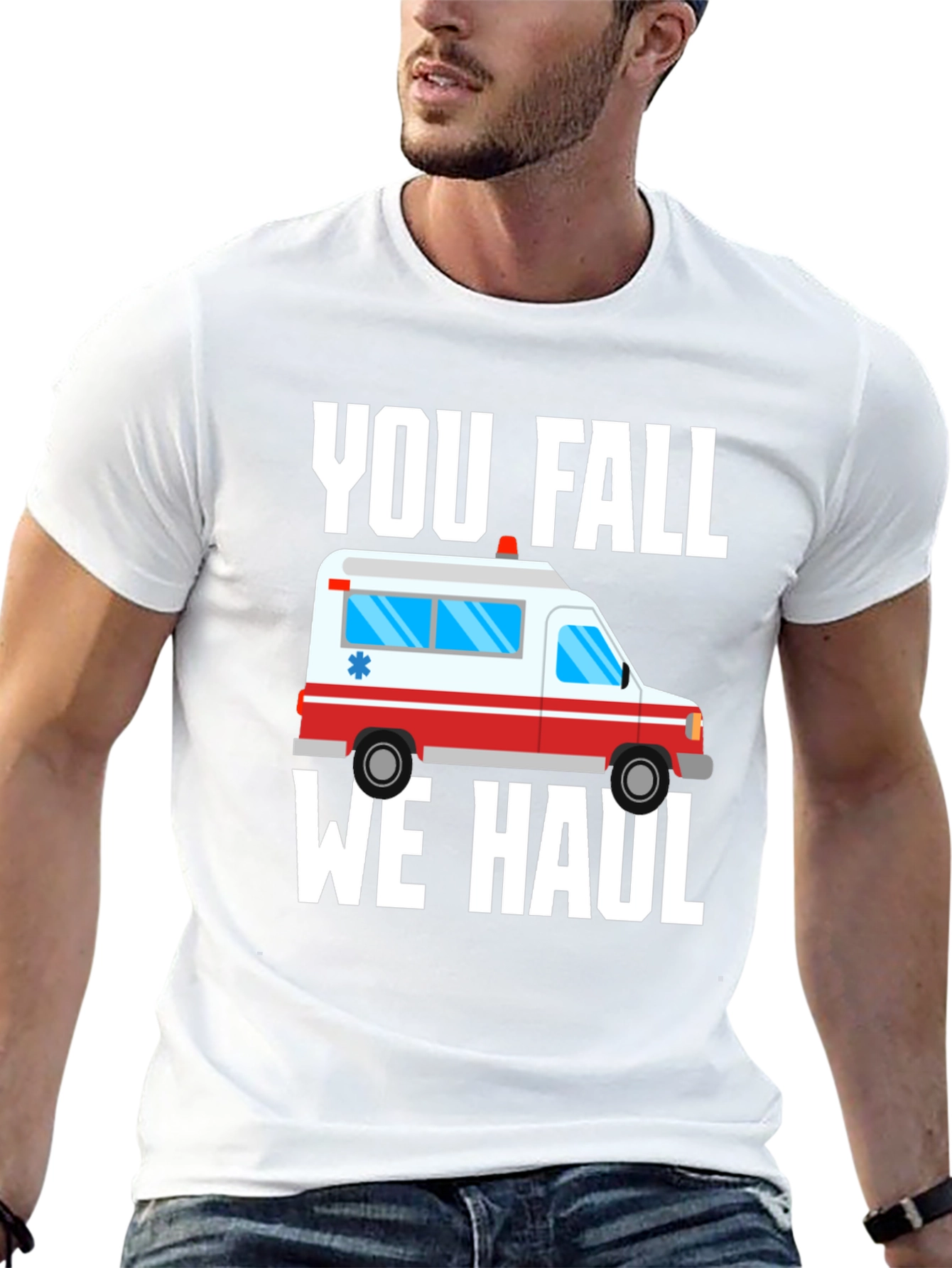 Black Funny Paramedic T-Shirt - You Fall We Haul Ambulance view 13