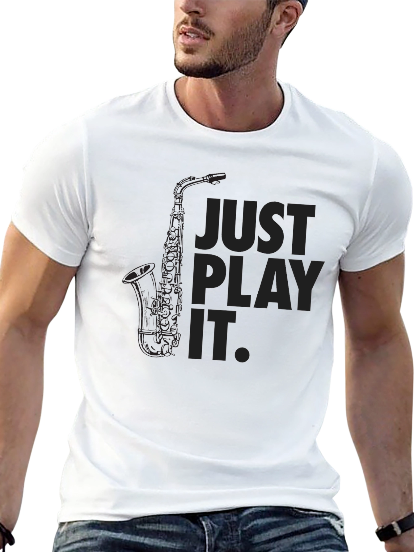 Black Just Play It Black Saxophone T-Shirt view 13