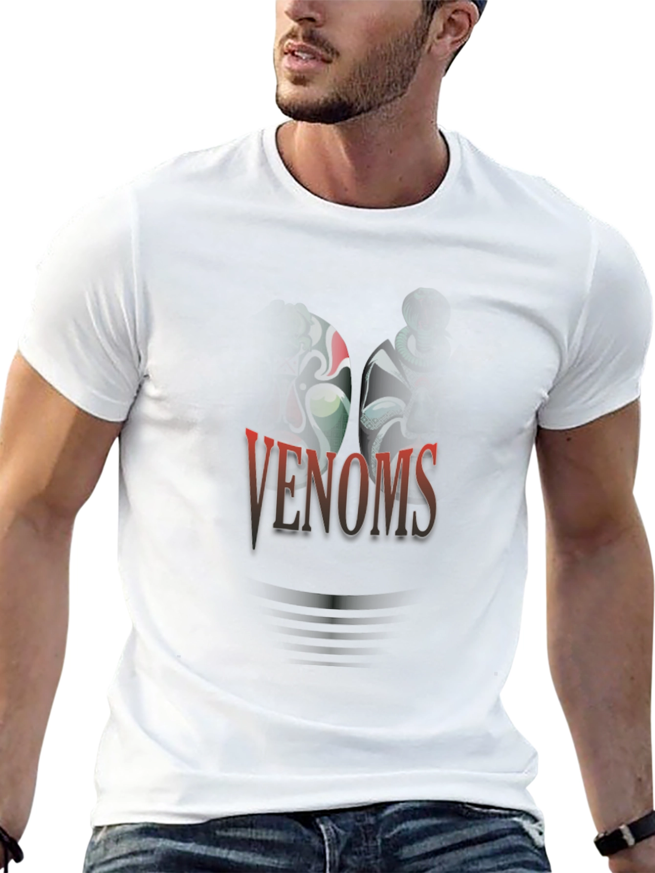 Black Venoms T-Shirt - Unique Design, Black Cotton Tee view 13
