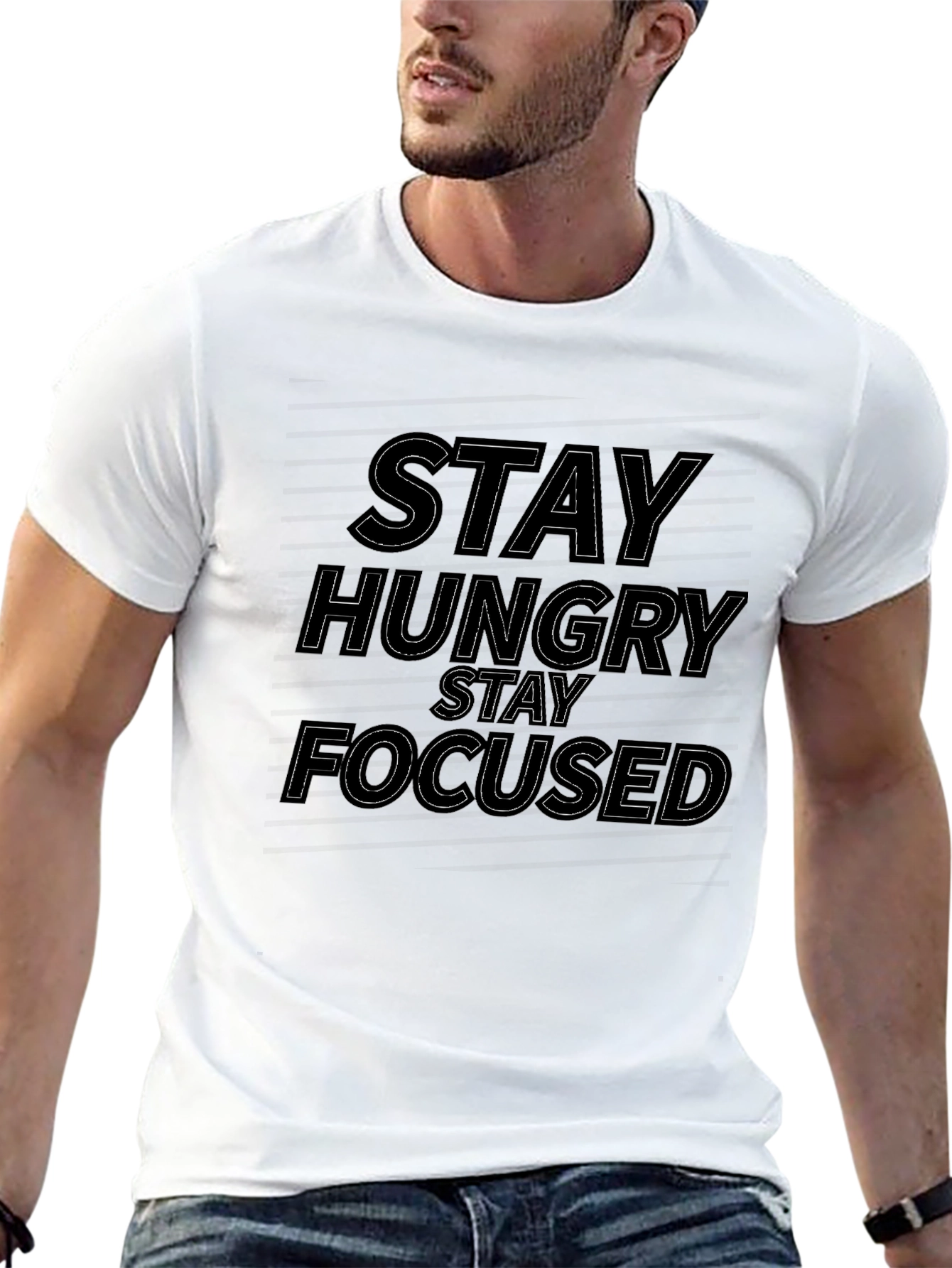 Black Stay Hungry Stay Focused Black Graphic Tee view 13