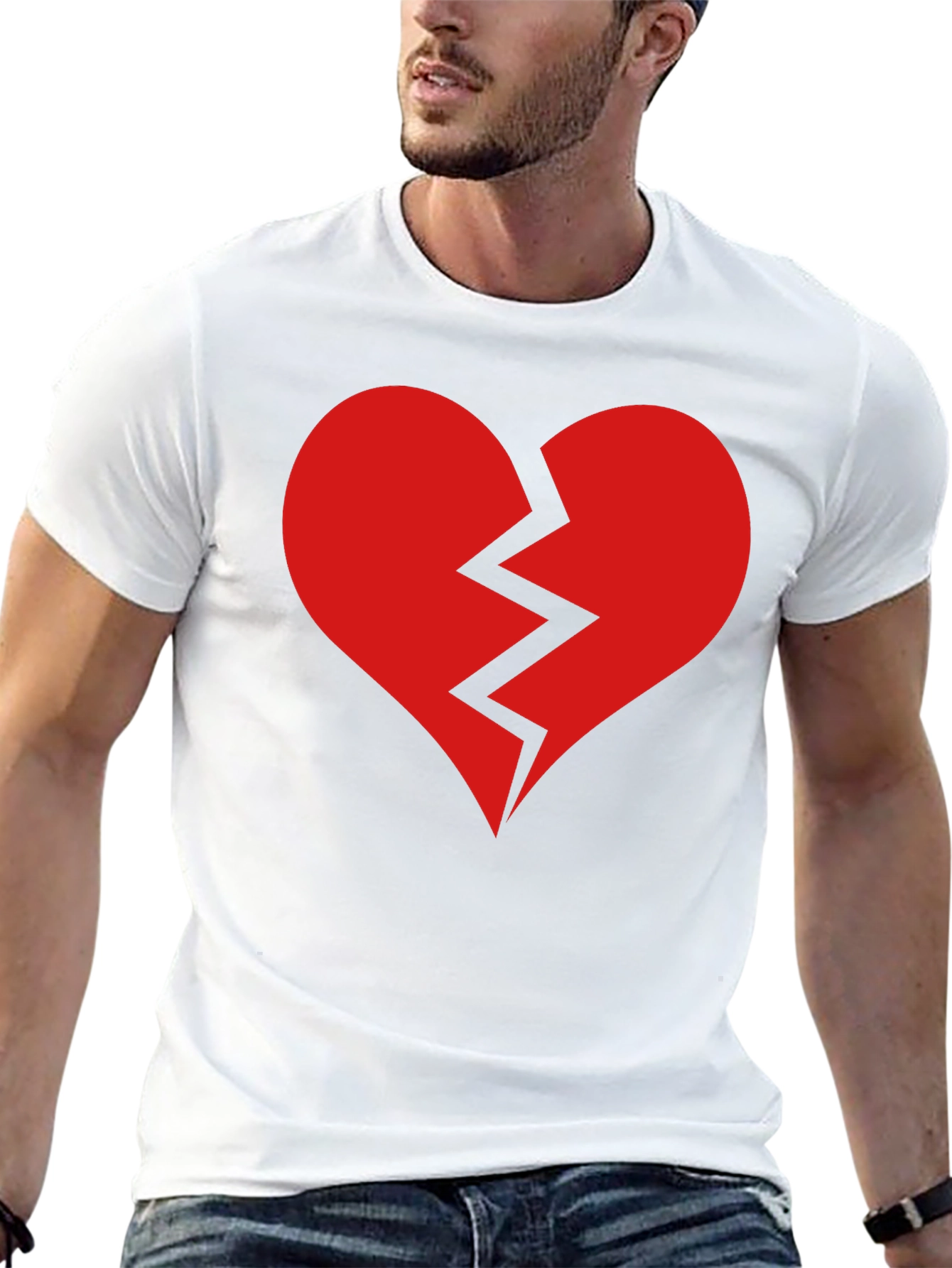 Black Broken Heart Graphic Tee - Black Cotton T-Shirt view 13