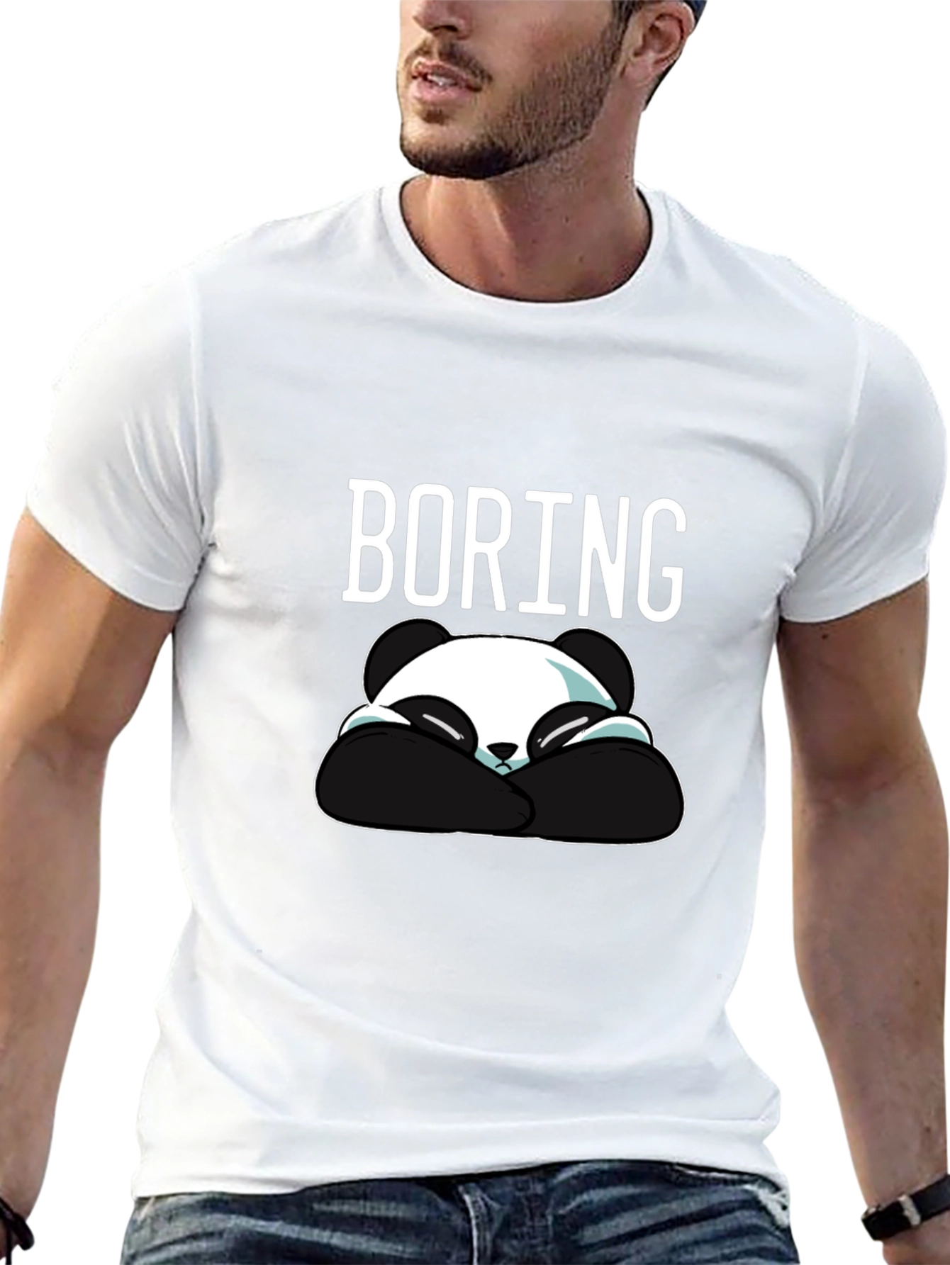 Black Boring Panda Graphic T-Shirt - Soft Cotton Tee view 13