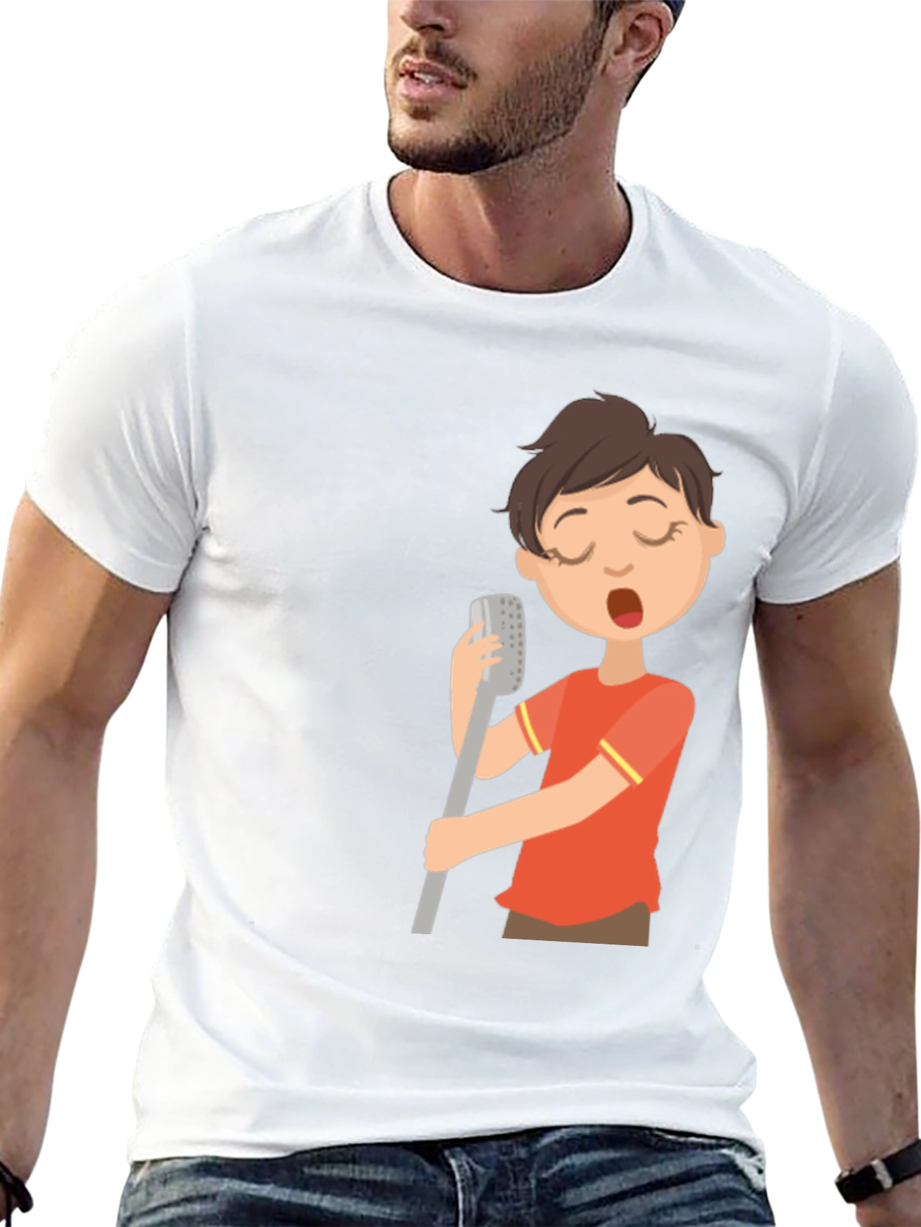 Black Singing Boy Graphic Tee - Black Cotton Blend T-Shirt view 13