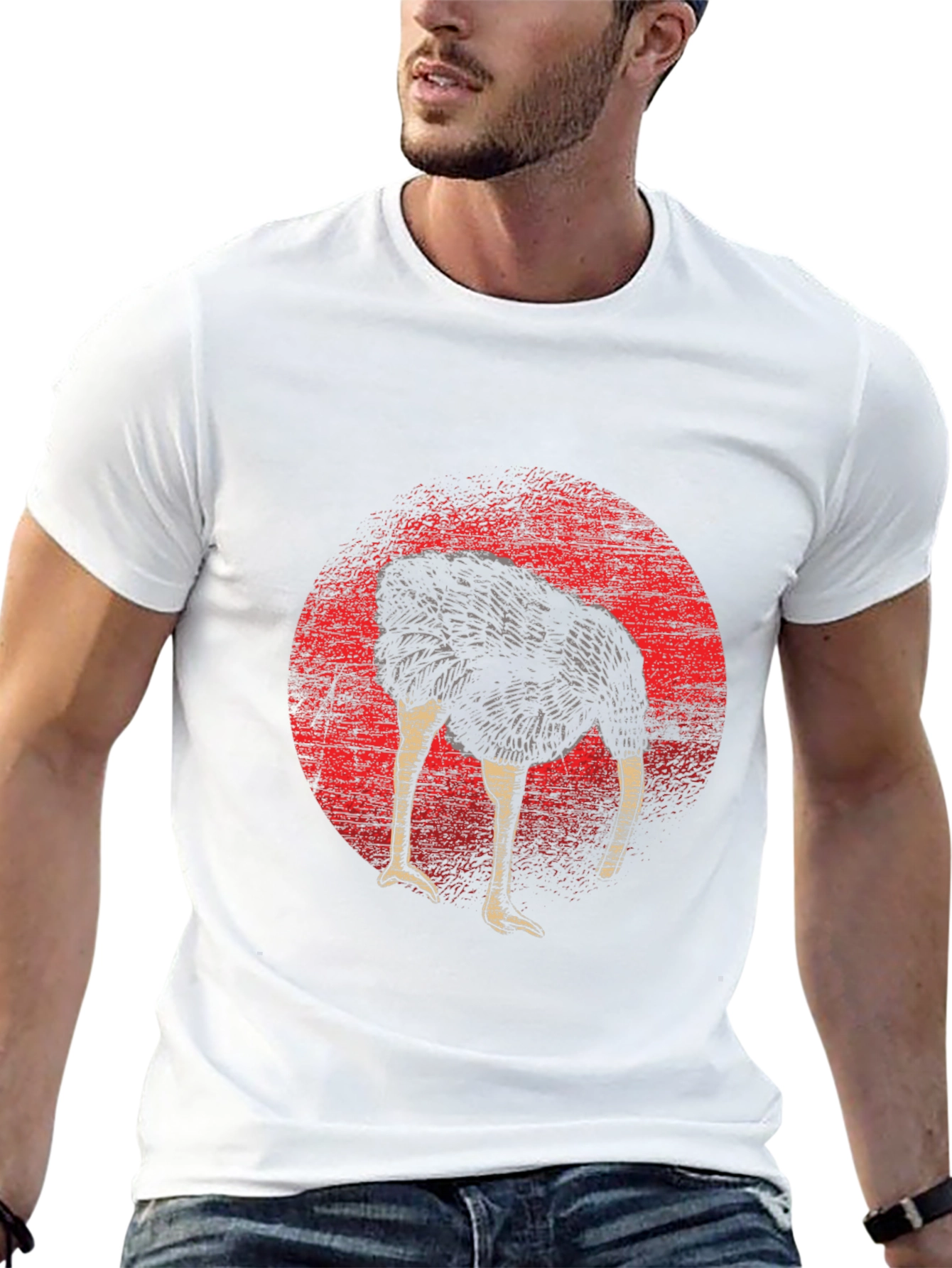 Black Ostrich Head in Sand Graphic Tee - Funny Graphic T-Shirt view 13