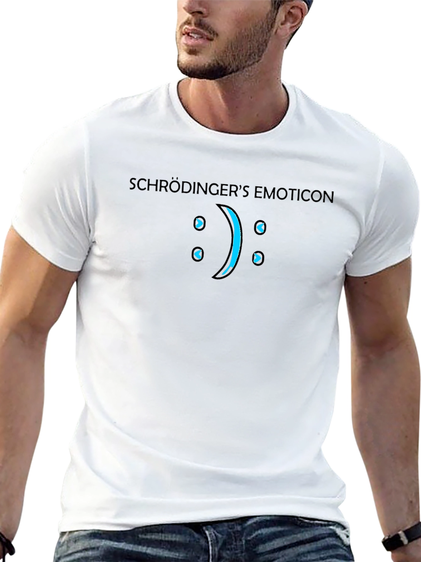 Black Schrödinger's Emoticon T-Shirt - Funny Science Tee view 13