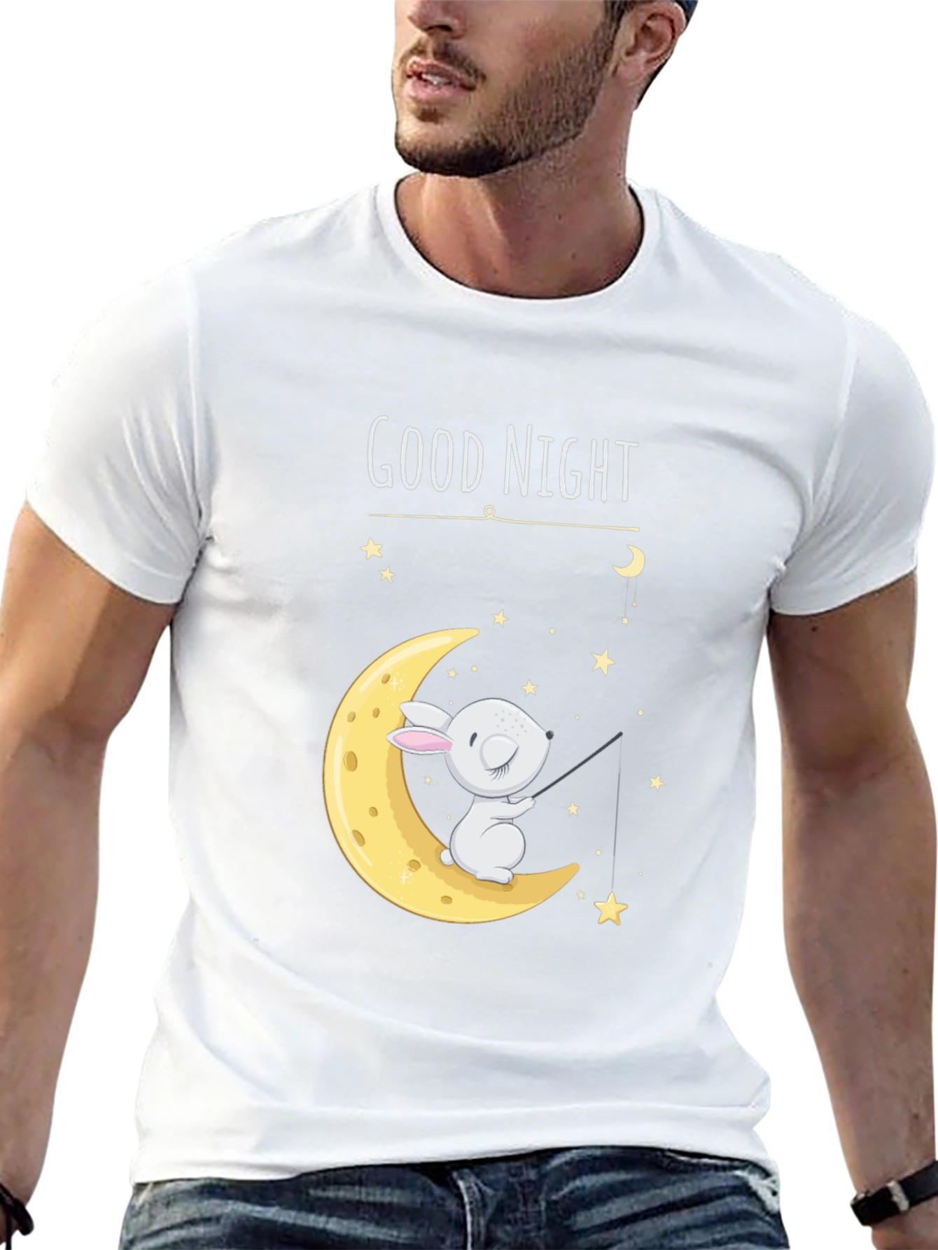 Black Good Night Moon Bunny Graphic Tee view 13