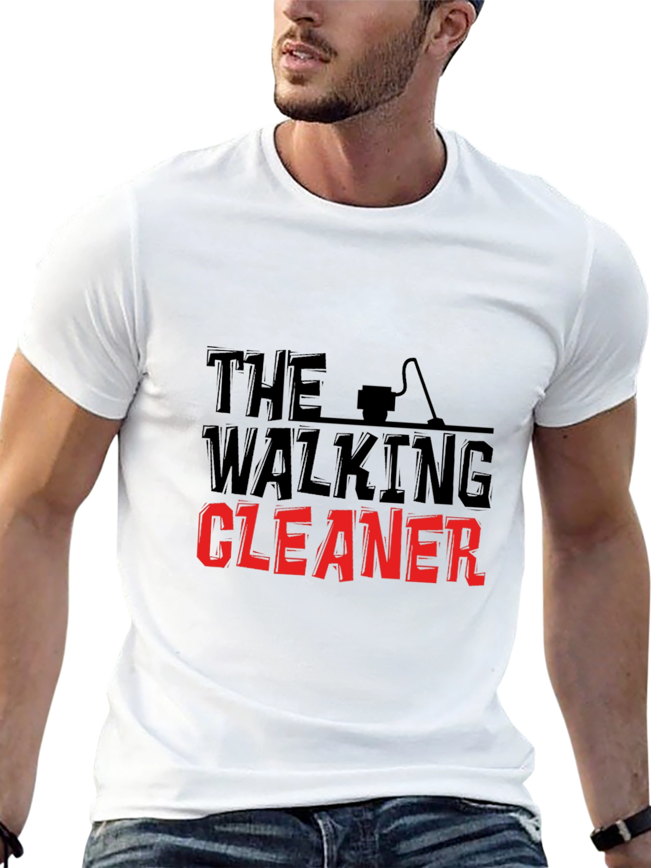 Black The Walking Cleaner Graphic T-Shirt view 13