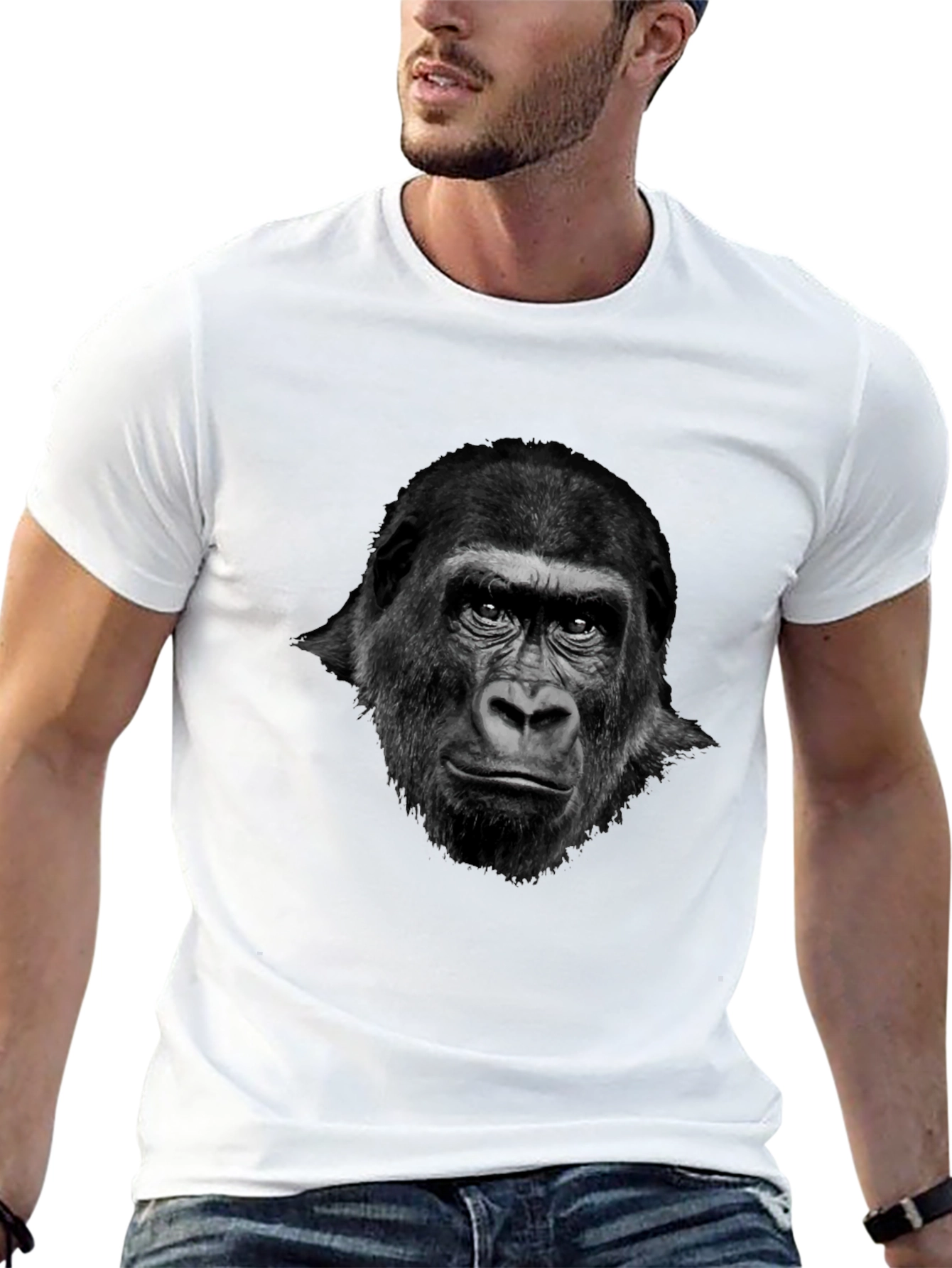 Black Gorilla Graphic Tee - Cool Animal Print Shirt view 13
