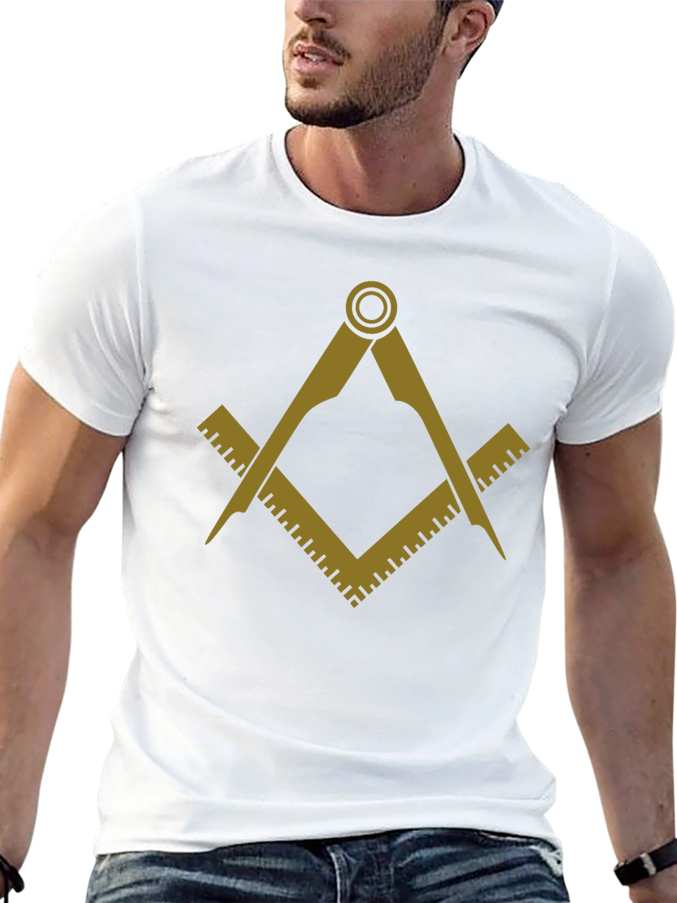 Black Masonic Square & Compasses T-Shirt view 13