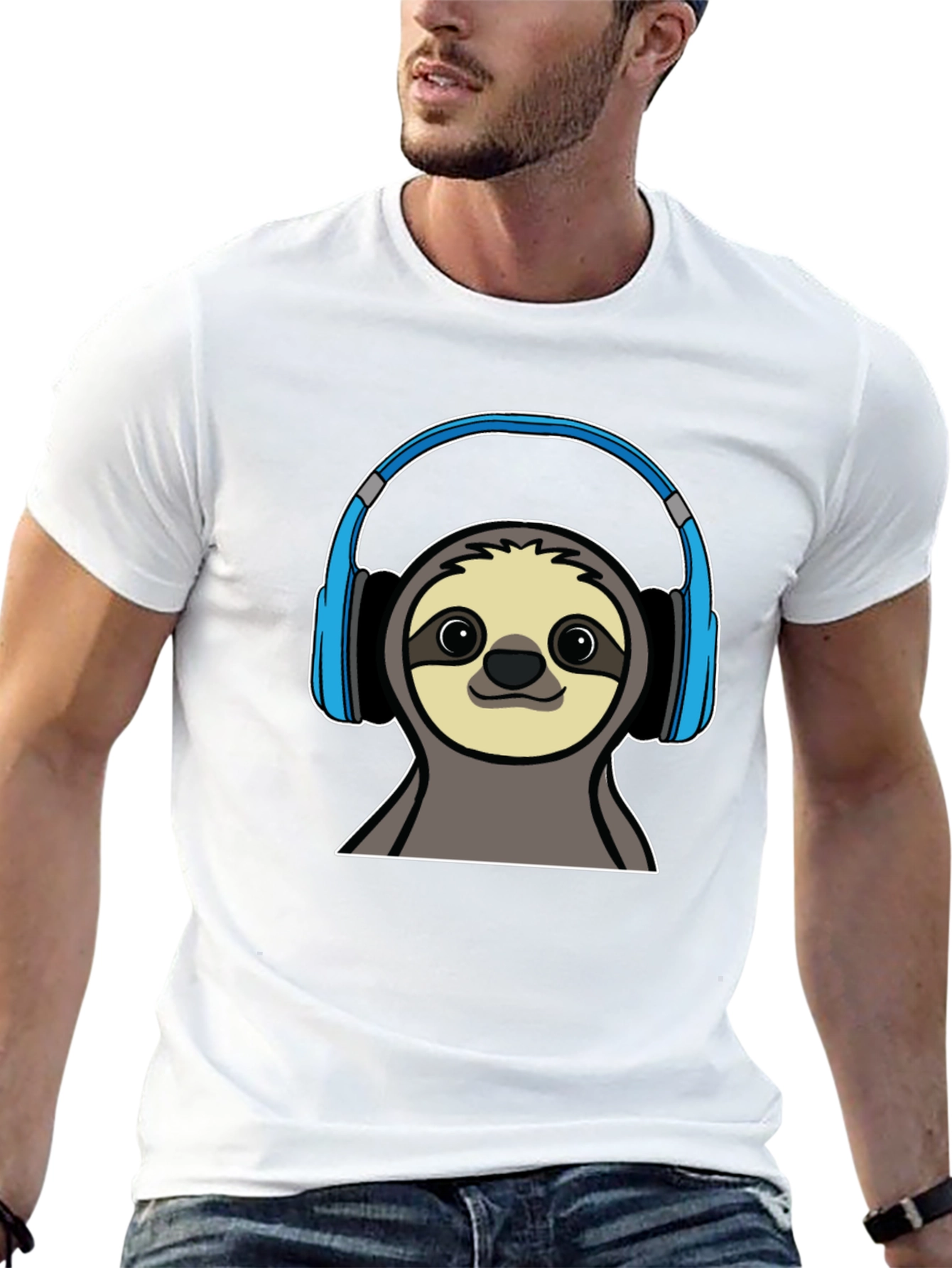 Black Sloth DJ T-Shirt - Cool Animal Graphic Tee view 13