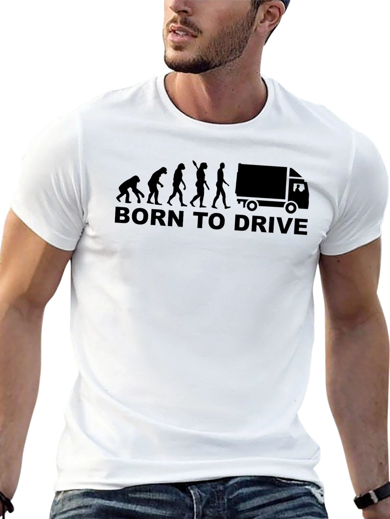Black Born to Drive Evolution T-Shirt - Trucker Tee view 13