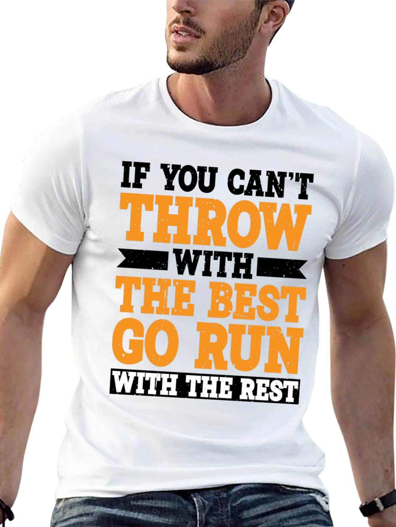 Black Funny Thrower's T-Shirt: If You Can't Throw, Go Run! view 13