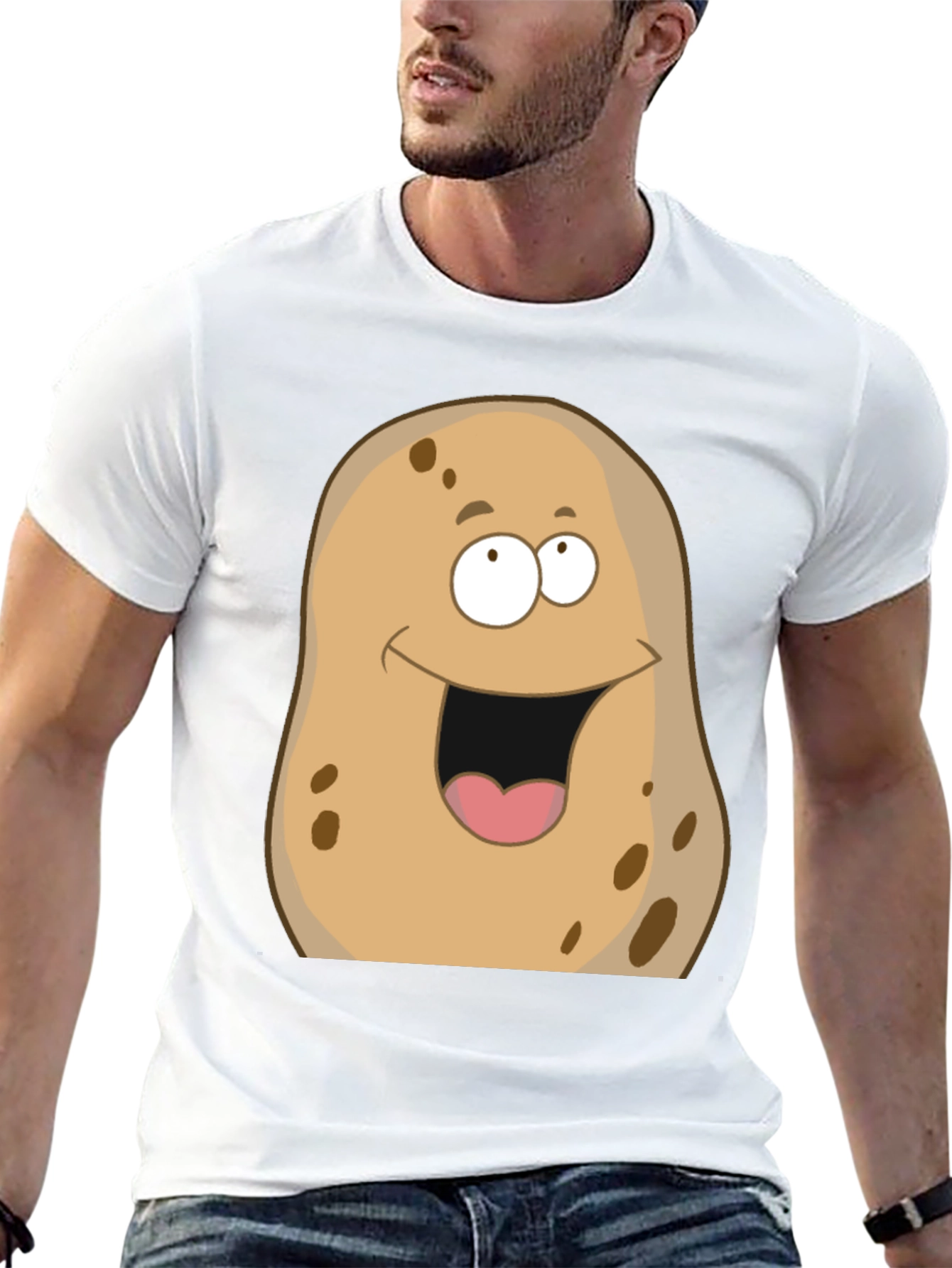 Black Funny Potato Graphic T-Shirt - Unisex Black Tee view 13