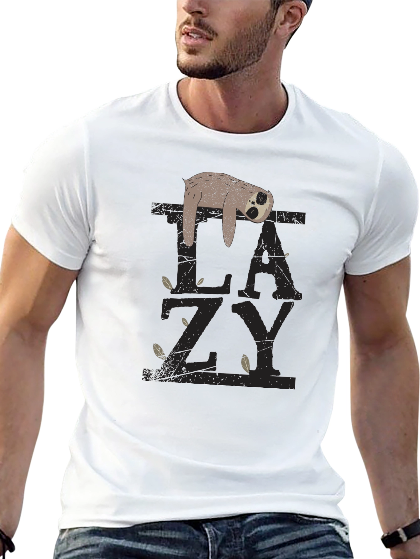 Black Lazy Sloth Graphic Tee - Relaxed Fit view 13