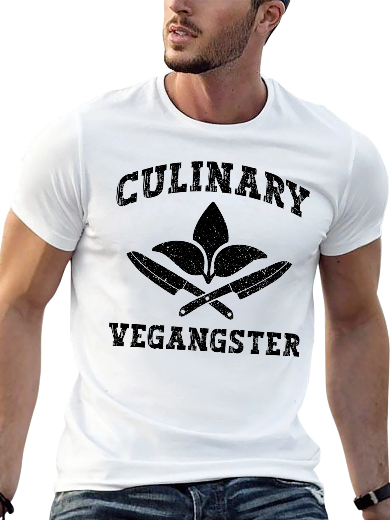 Black Culinary Vegangster T-Shirt - Vegan Chef Style view 13
