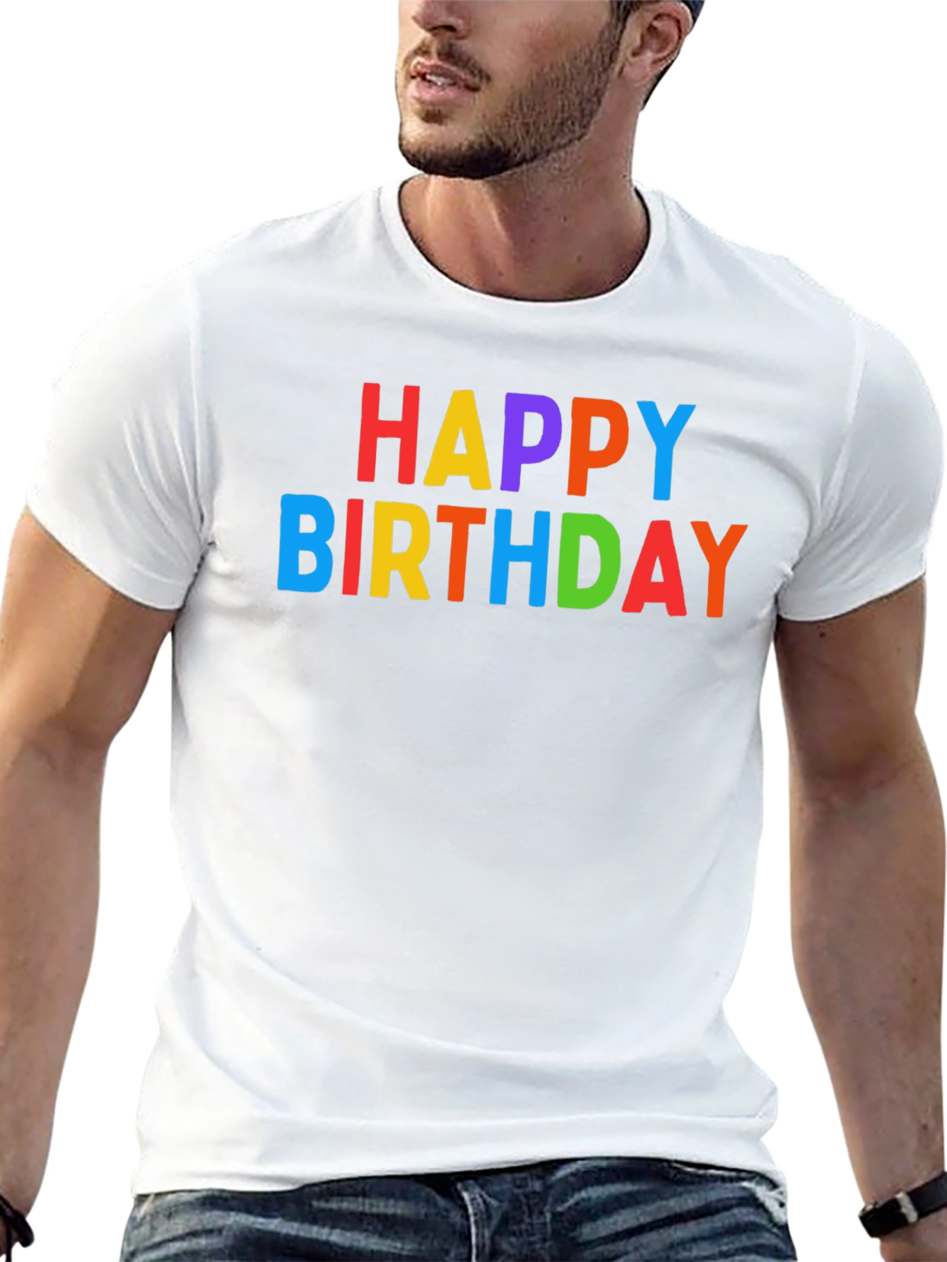 Black Happy Birthday Colorful Graphic Tee - Black view 13