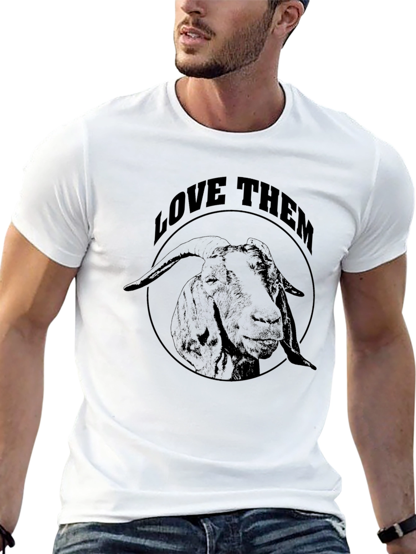 Black Love Them Goat Graphic Tee - Black Cotton T-Shirt view 13