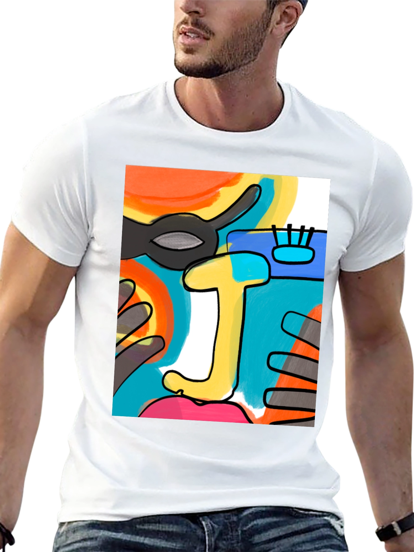 Black Abstract Art Graphic Tee view 13