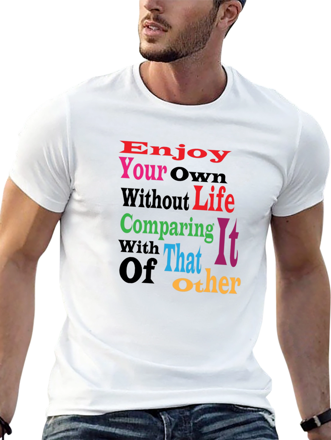 Black Motivational Graphic Tee - Enjoy Your Own Life view 13