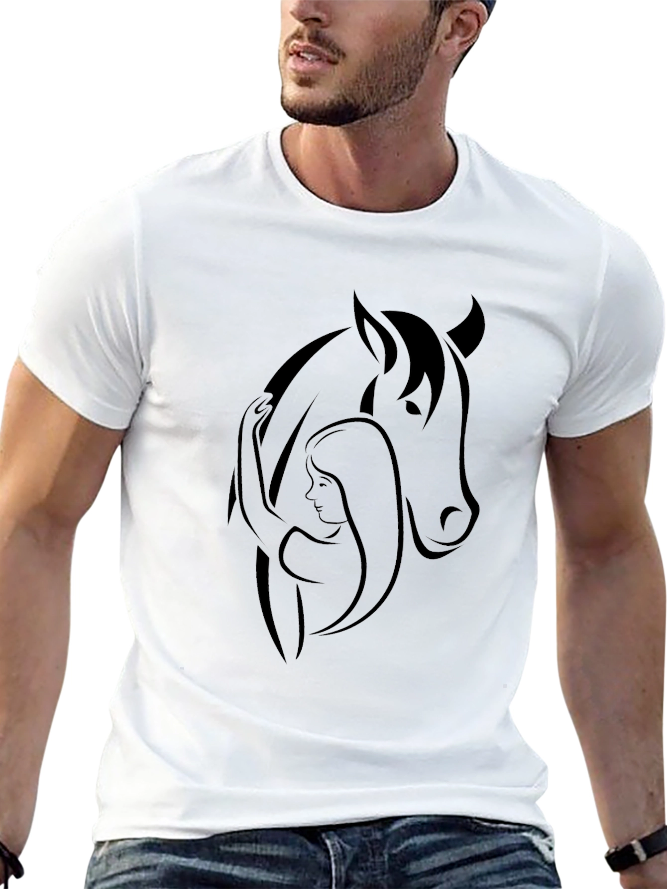 Black Black Horse and Woman Graphic Tee view 13
