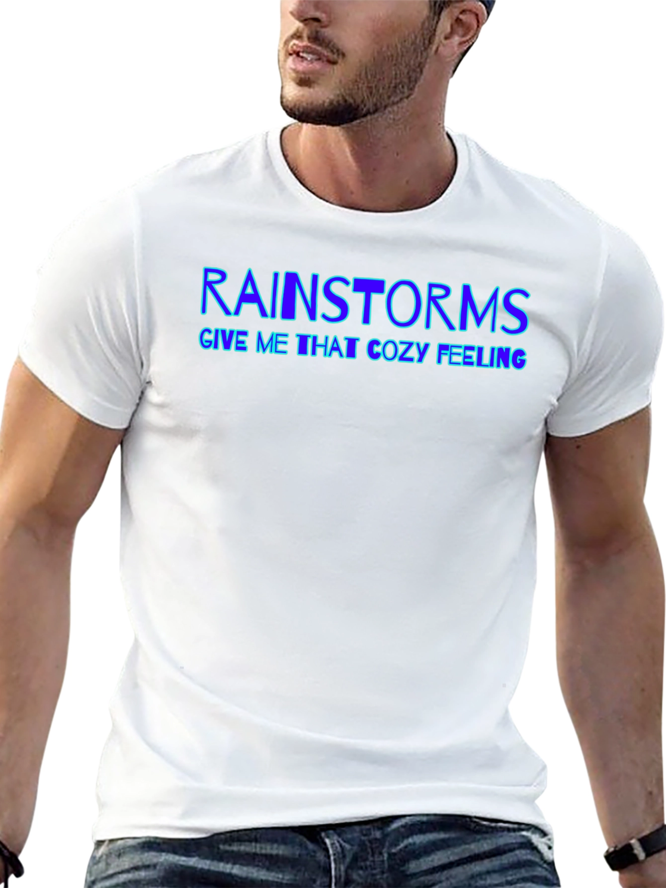 Black Rainstorms Cozy Feeling Graphic T-Shirt view 13