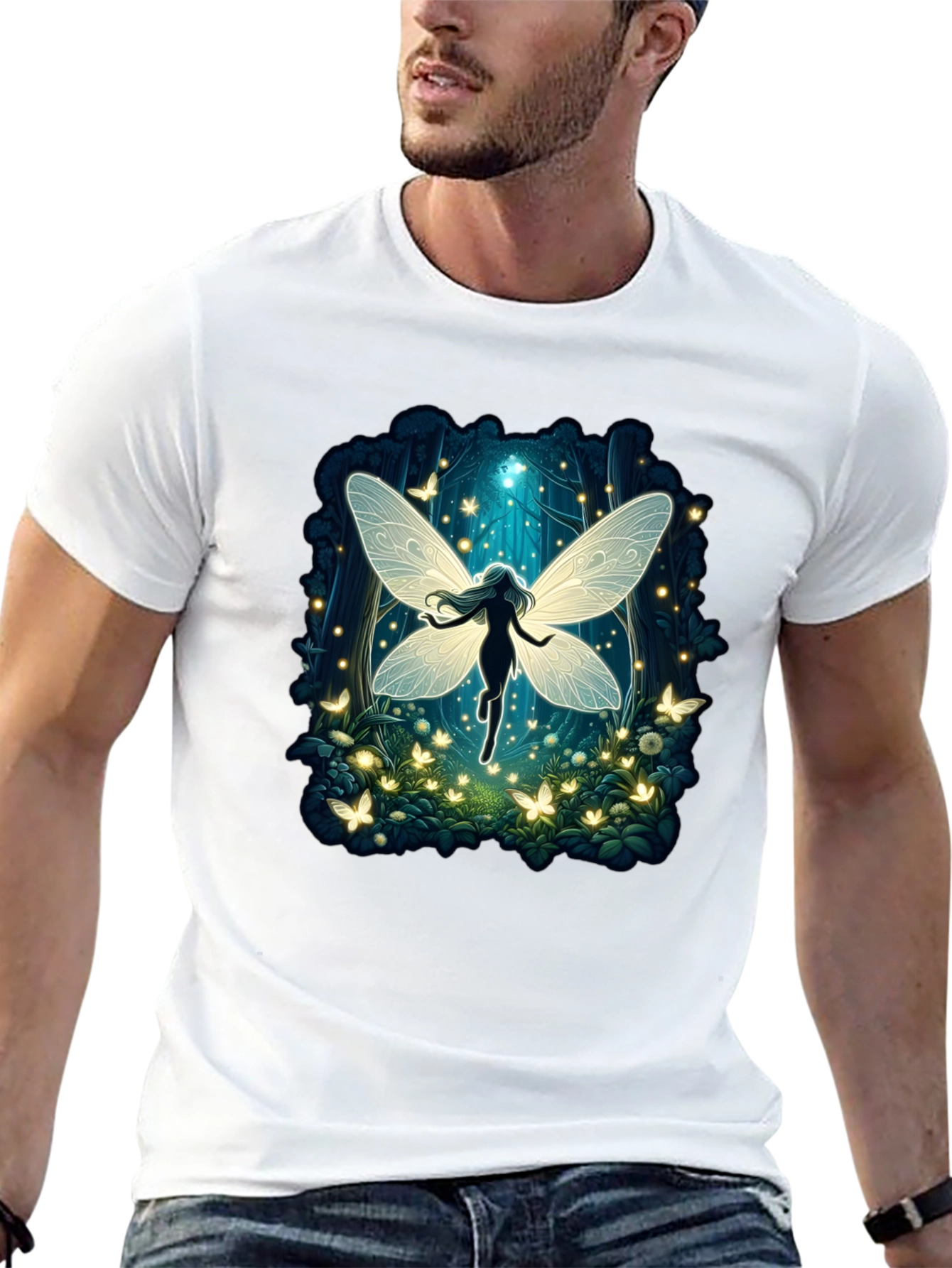 Black Fairy Tale Tee: Enchanted Forest Graphic T-Shirt view 13