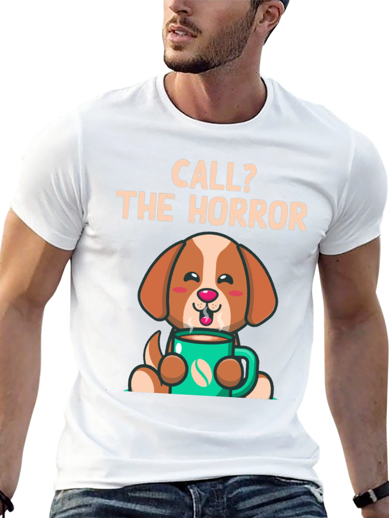 Black Call the Horror Coffee Dog T-Shirt view 13