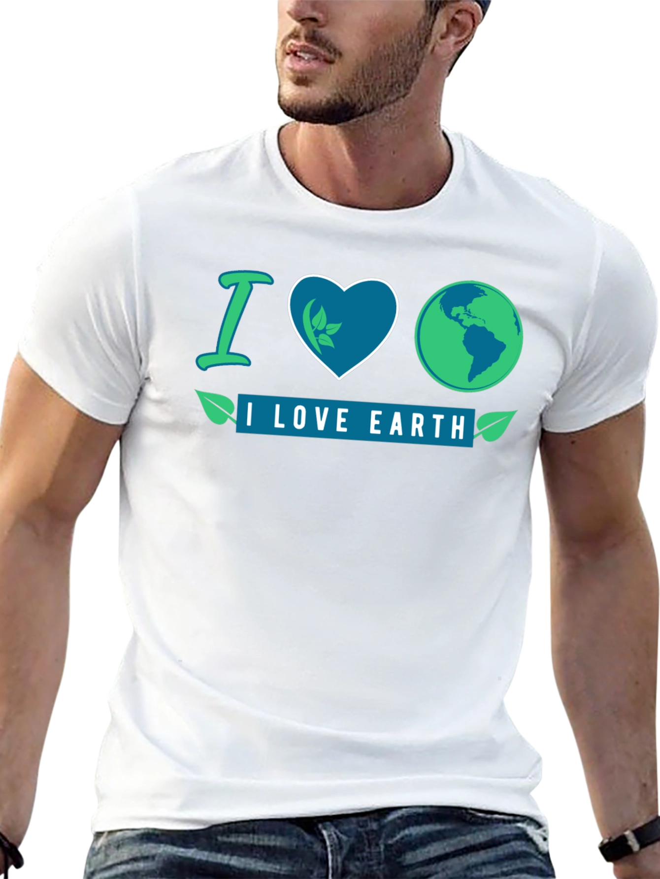 Black I Love Earth Black Graphic T-Shirt view 13